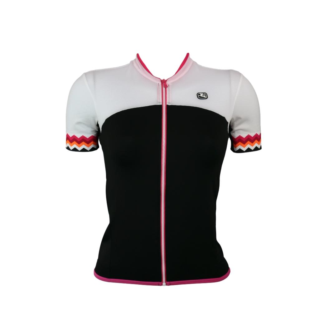 Jersey Feminina Ciclismo Giordana Lungo Preta, Branca E Rosa - Tamanho S