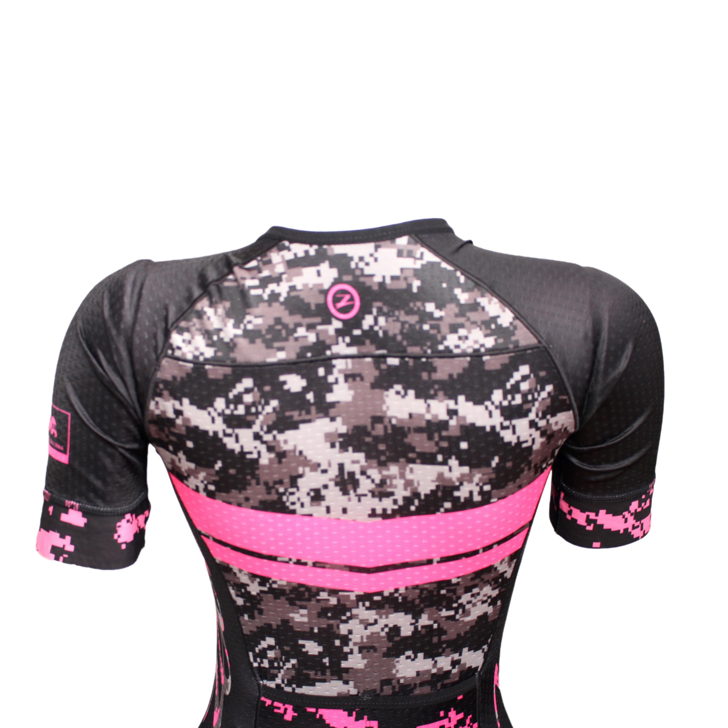 Macaquinho De Triathlon Feminino Ciclismo Zoot Tri LTD Preto e Rosa - Tamanho P