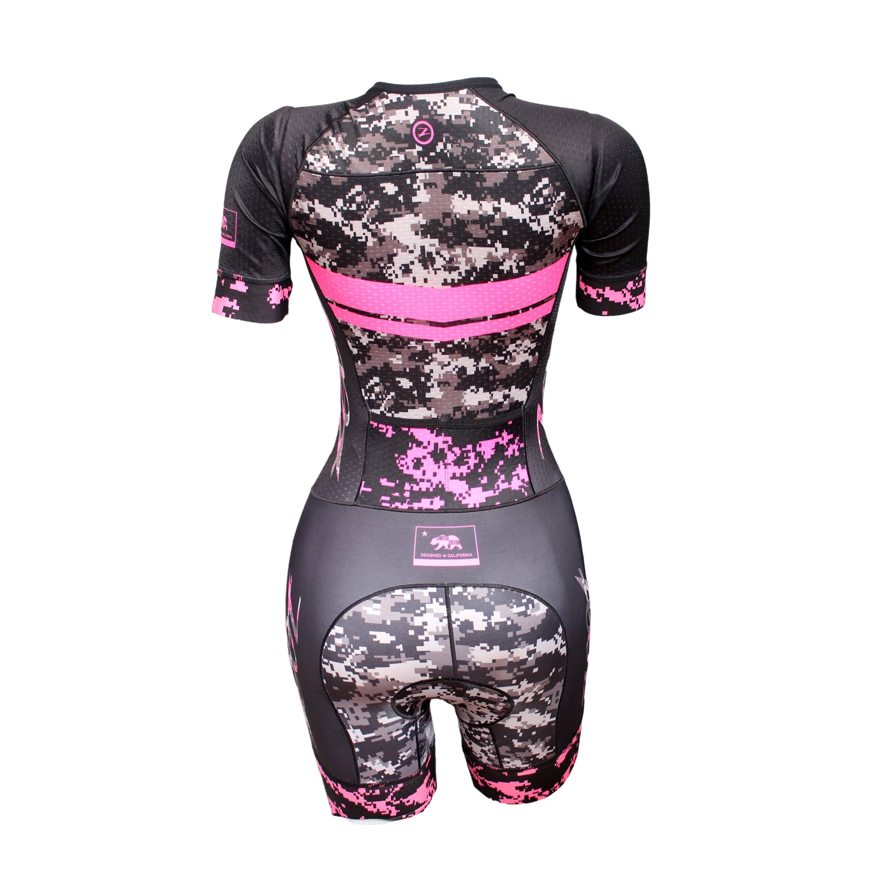Macaquinho De Triathlon Feminino Ciclismo Zoot Tri LTD Preto e Rosa - Tamanho P