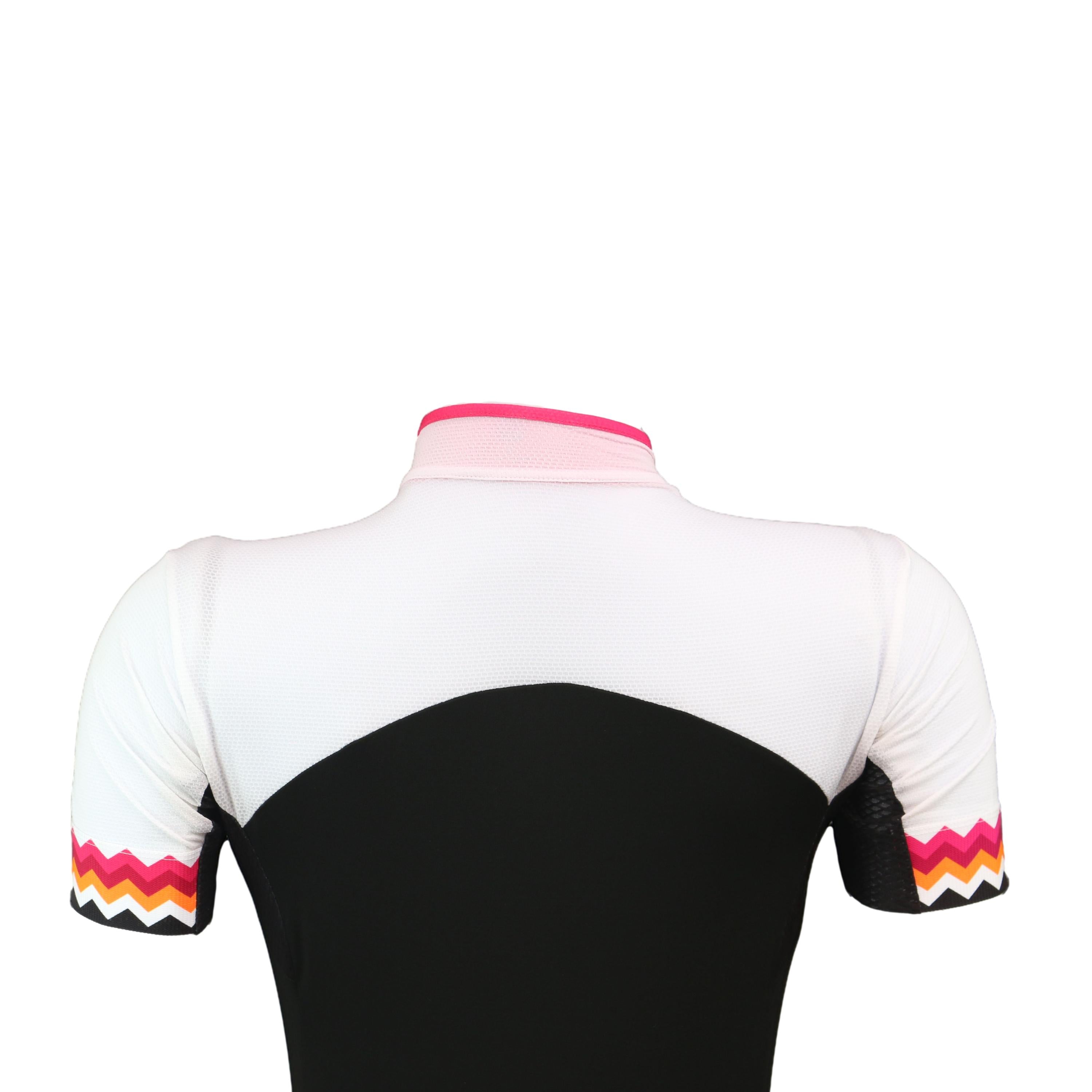 Jersey Feminina Ciclismo Giordana Lungo Preta, Branca E Rosa - Tamanho S
