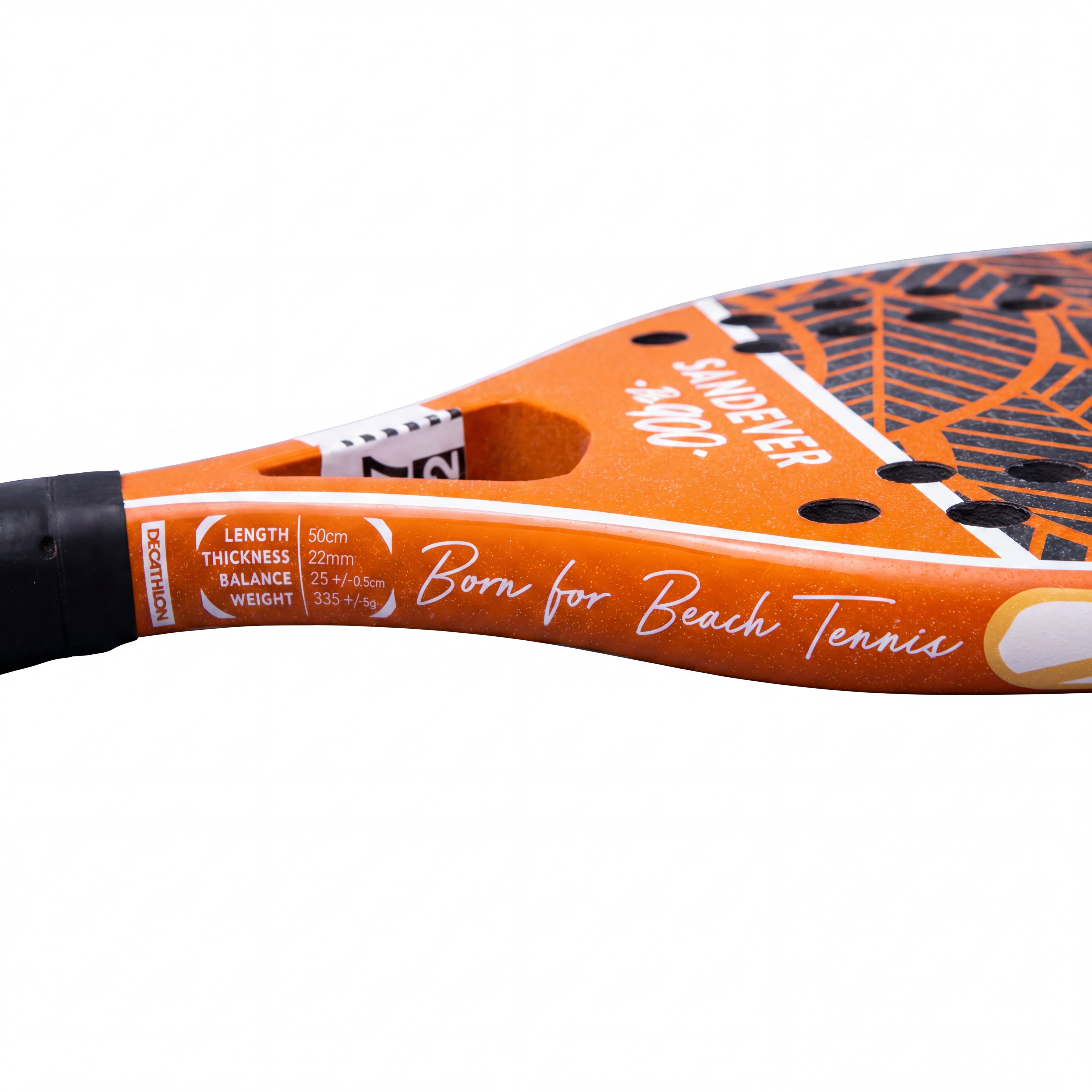 Raquete Unissex Beach Tennis Sandever (Decathlon) BT 900 Control Laranja, Cinza e Branco - 50 cm