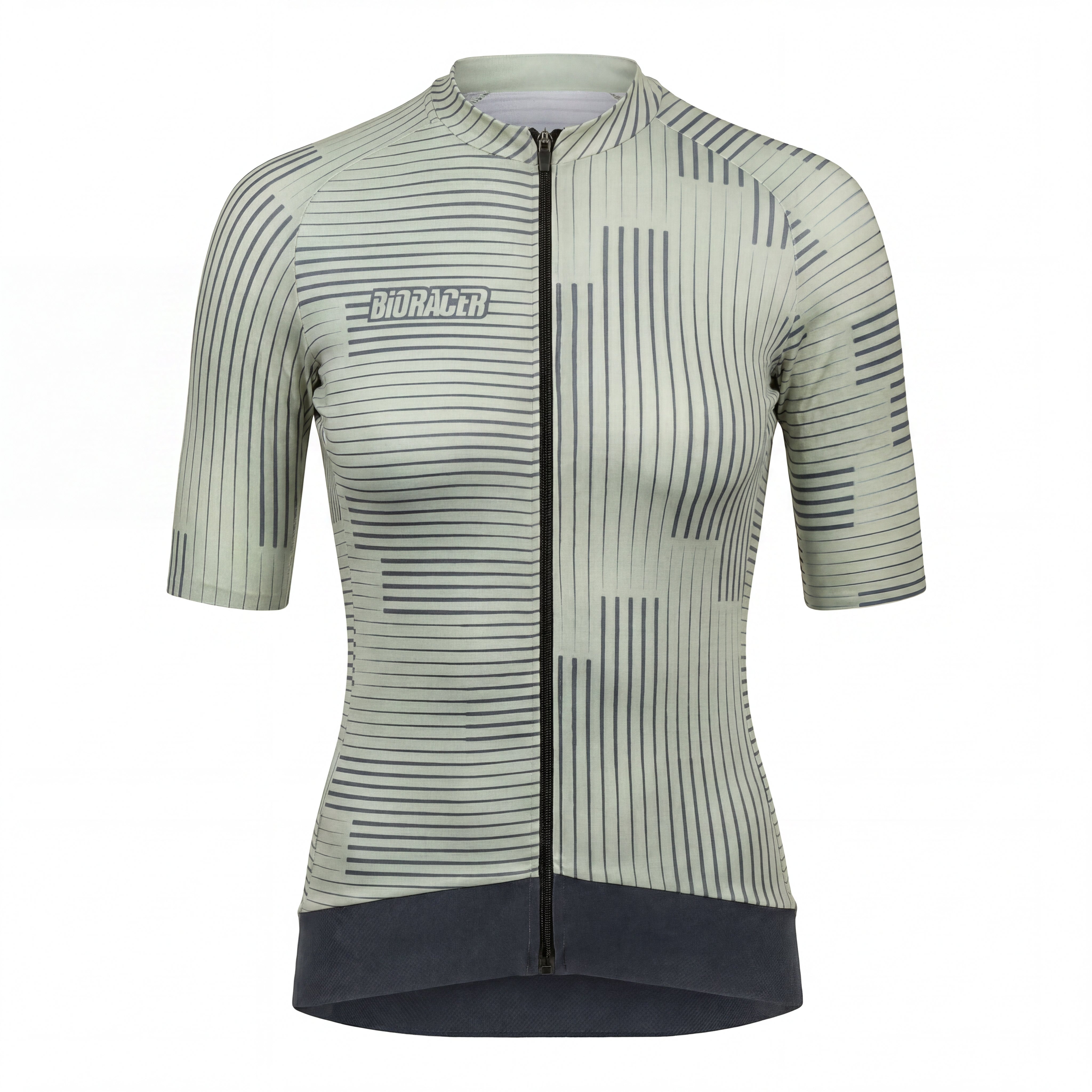 Jersey Feminino Ciclismo Bioracer Epic Verde Listrado Manguito Talla M - Tamanho M / Novo
