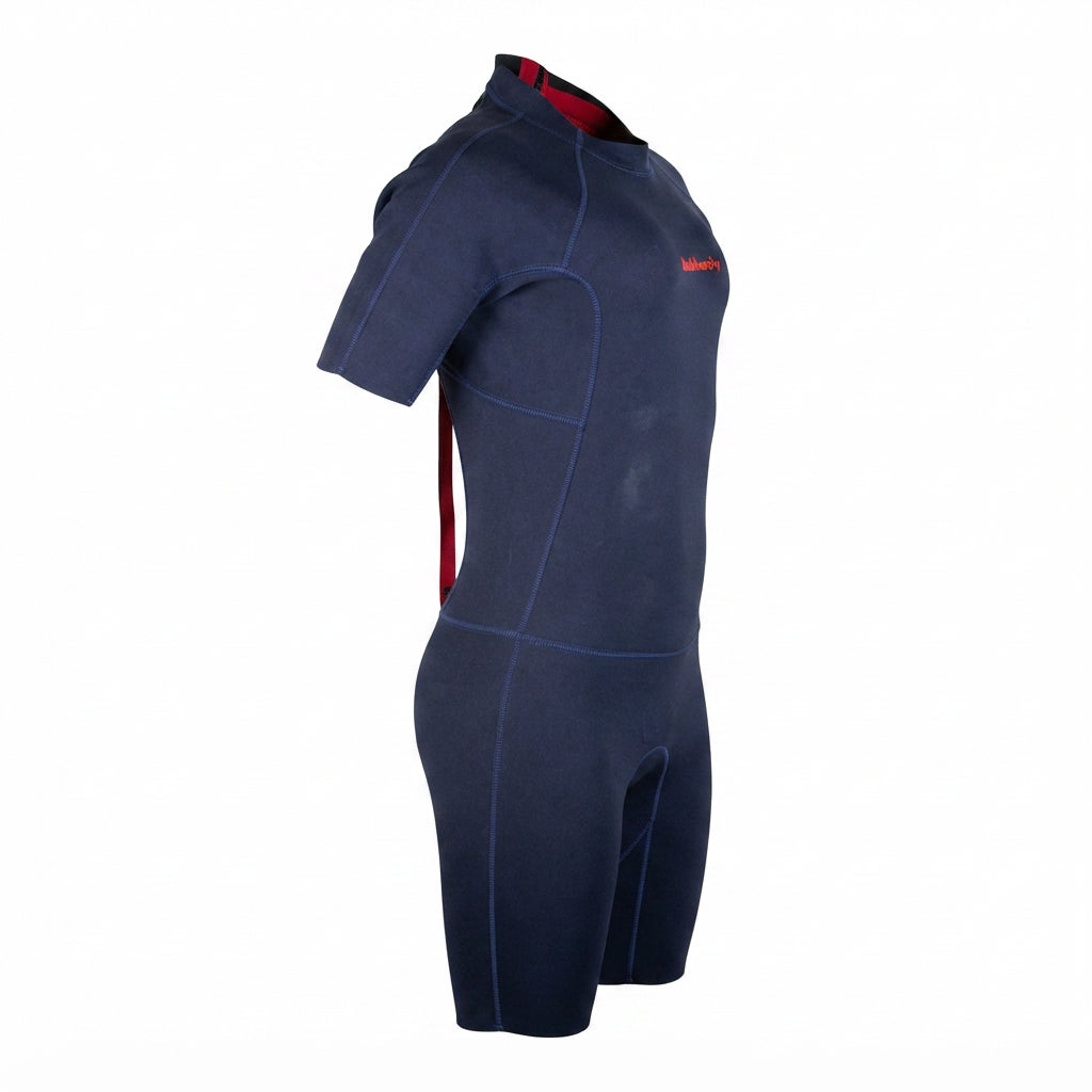 Neoprene Shorty Wetsuit Masculino Olaian SRTY100 Surf Shorty Azul-Marinho e Vermelho - Tamanho 3G
