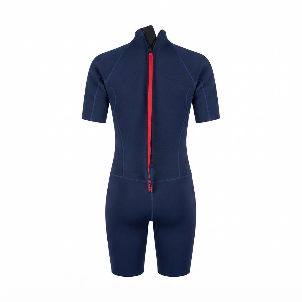 Neoprene Shorty Wetsuit Masculino Olaian SRTY100 Surf Shorty Azul-Marinho e Vermelho - Tamanho 3G