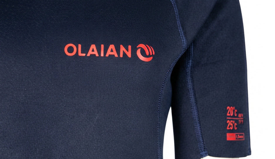 Neoprene Shorty Wetsuit Masculino Olaian SRTY100 Surf Shorty Azul-Marinho e Vermelho - Tamanho 3G