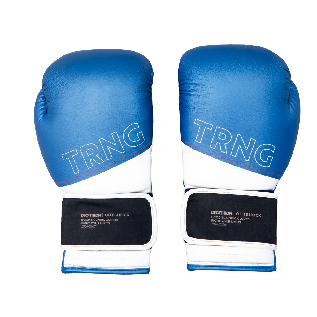 Luvas Unissex Boxe Outshock (Decathlon) BG120 Azul e Branco ND - 14 OZ