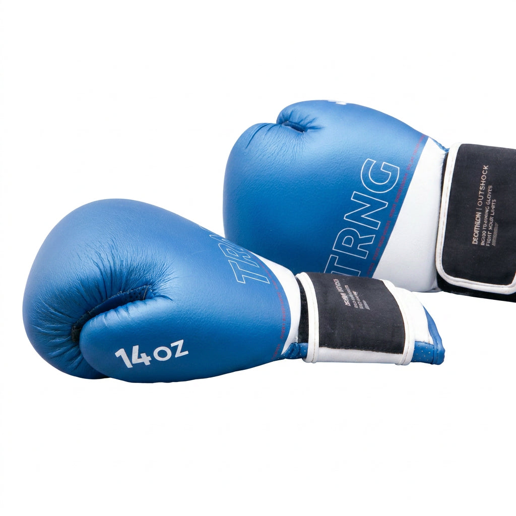 Luvas Unissex Boxe Outshock (Decathlon) BG120 Azul e Branco ND - 14 OZ
