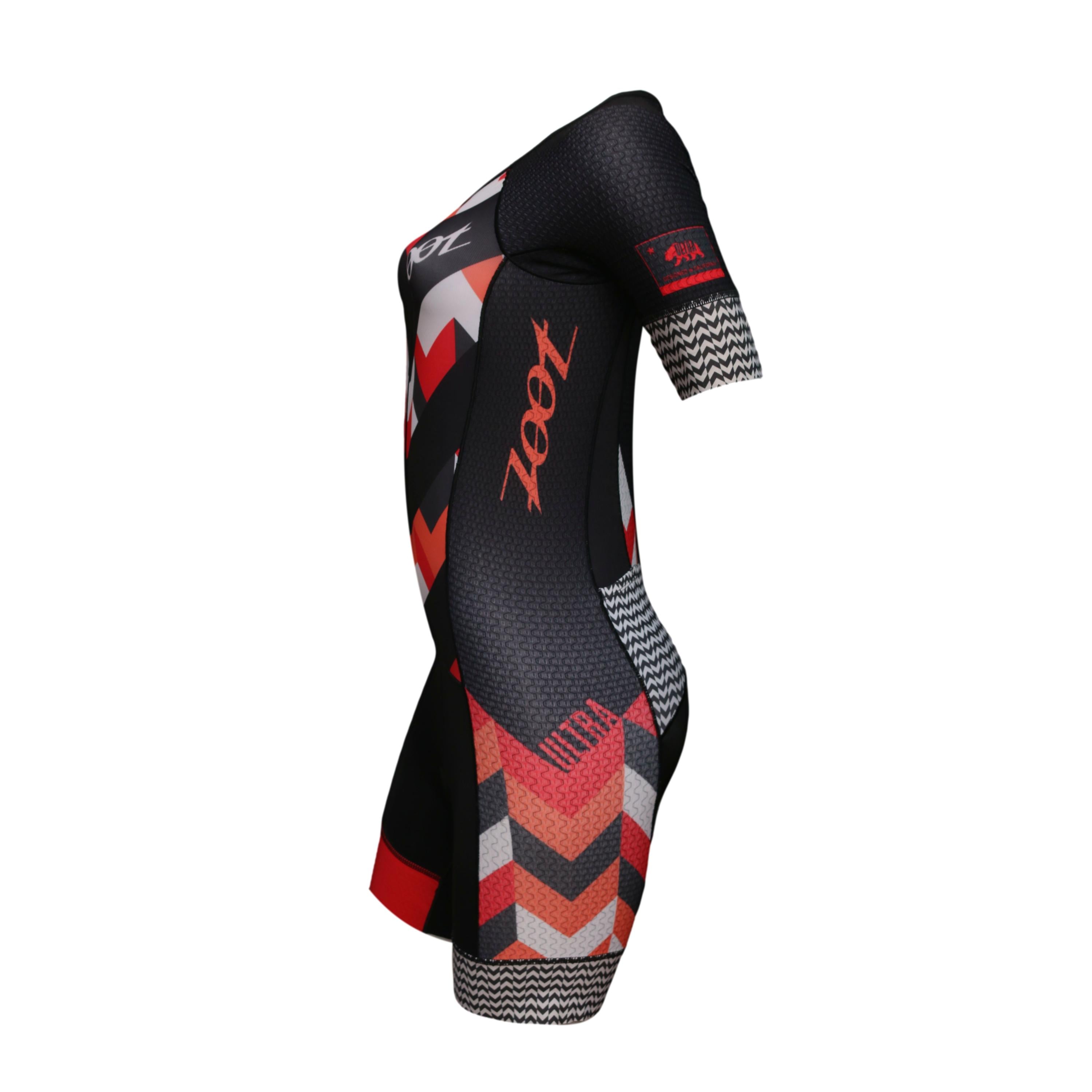 Macaquinho De Triathlon Feminino Ciclismo Zoot Ultra Preto e Vermelho - Tamanho P