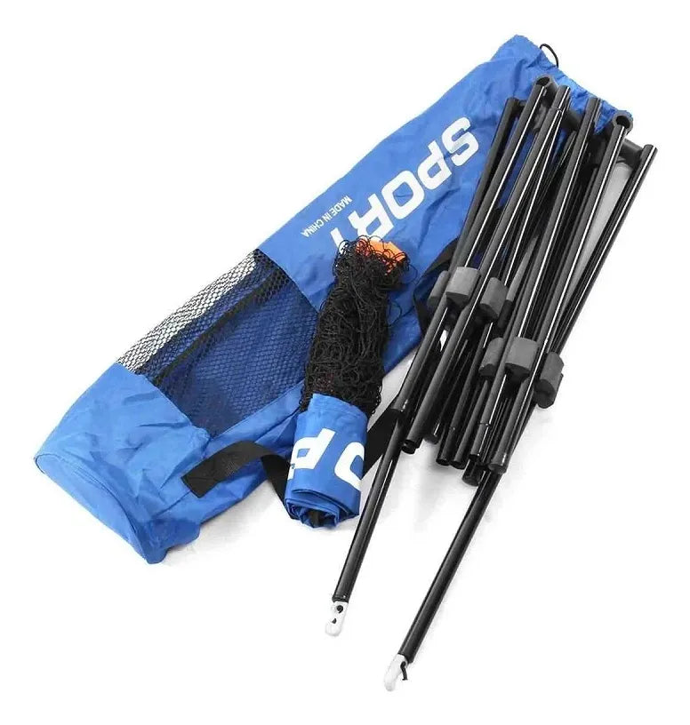 Kit Rede De Vôlei De Praia Desmontável Unissex Sport One EVO Preto e Azul - Tamanho 300x80 cm