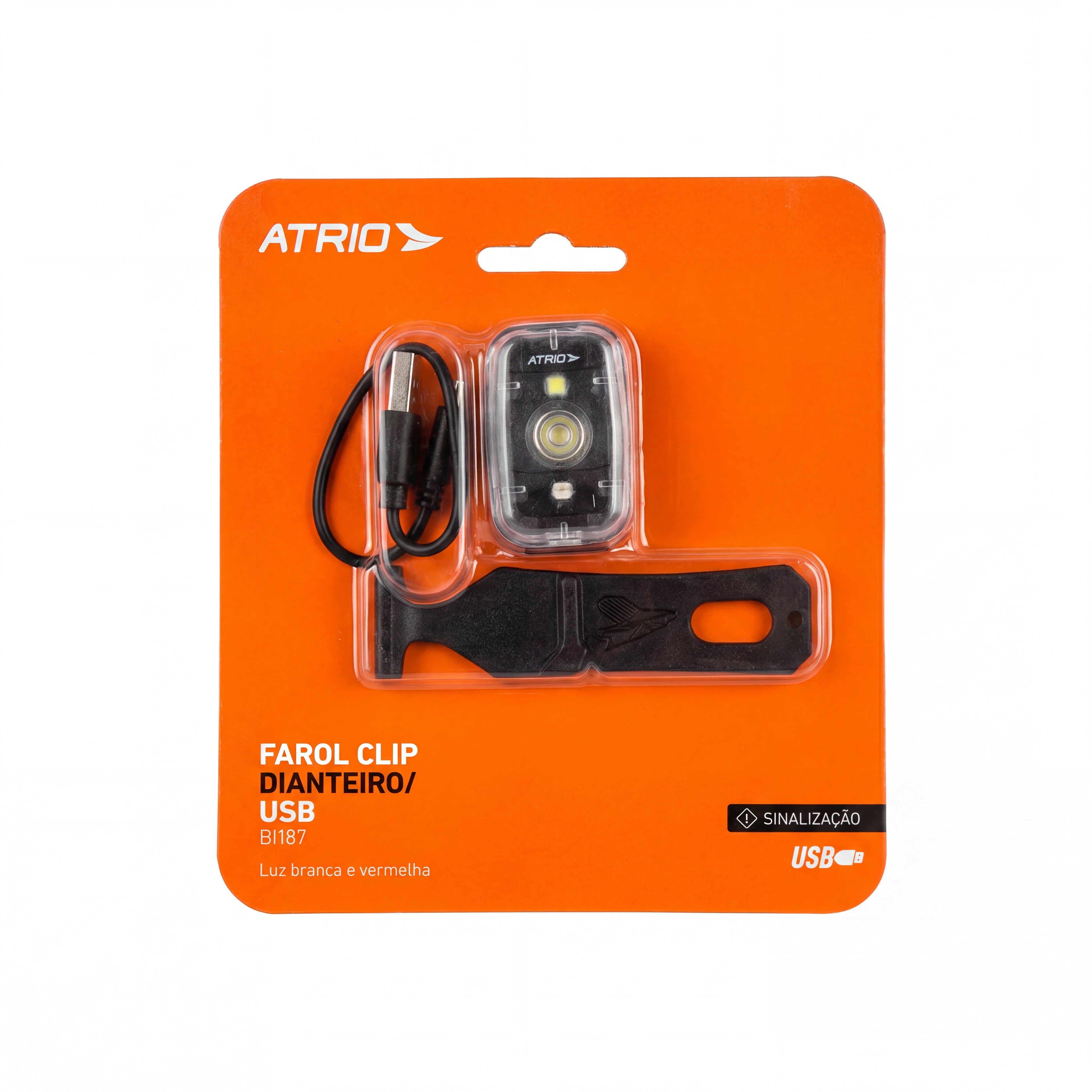 Farol Clip Dianteiro USB Unissex Ciclismo Atrio BI187 Preto