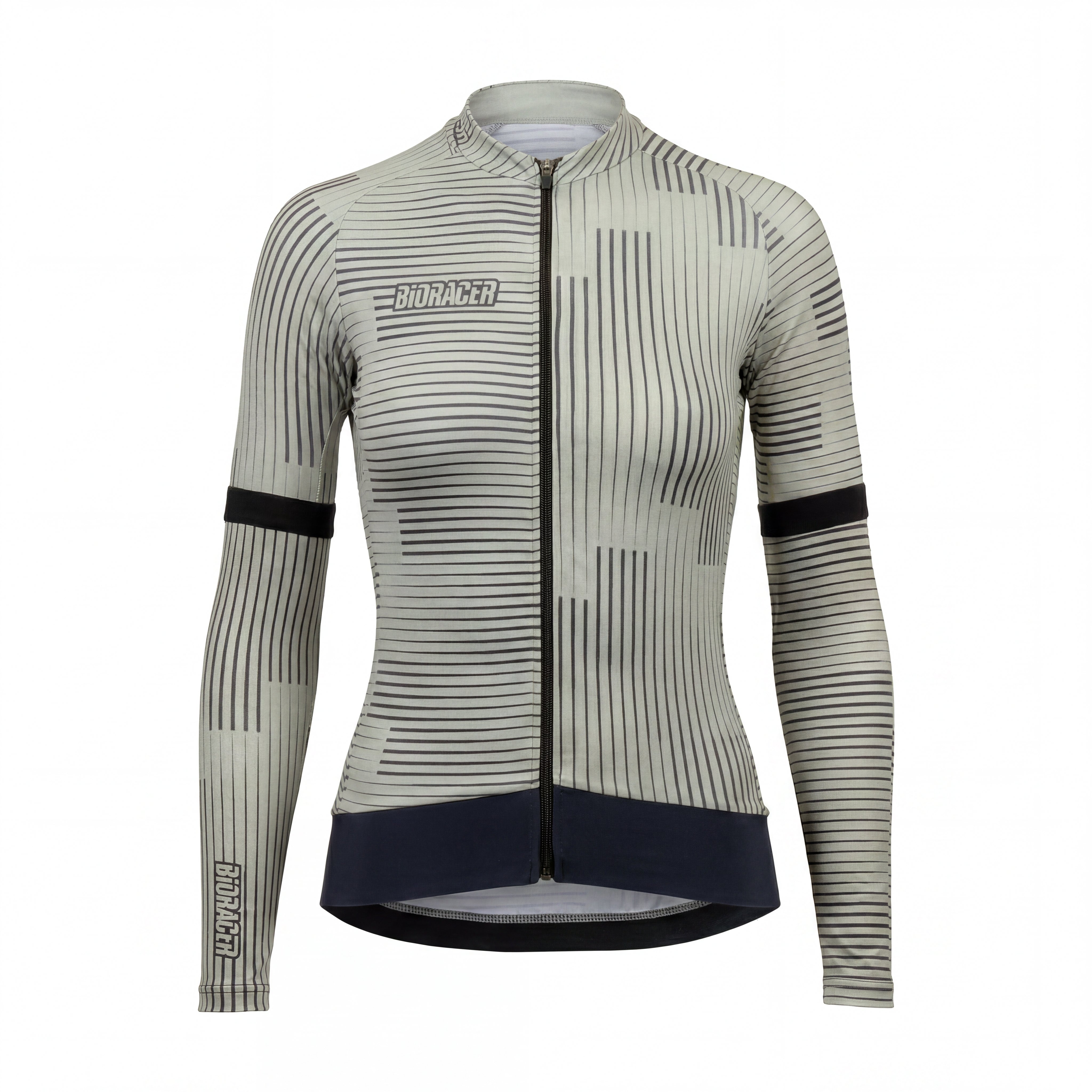 Jersey Feminino Ciclismo Bioracer Epic Verde Listrado Manguito Talla M - Tamanho M / Novo