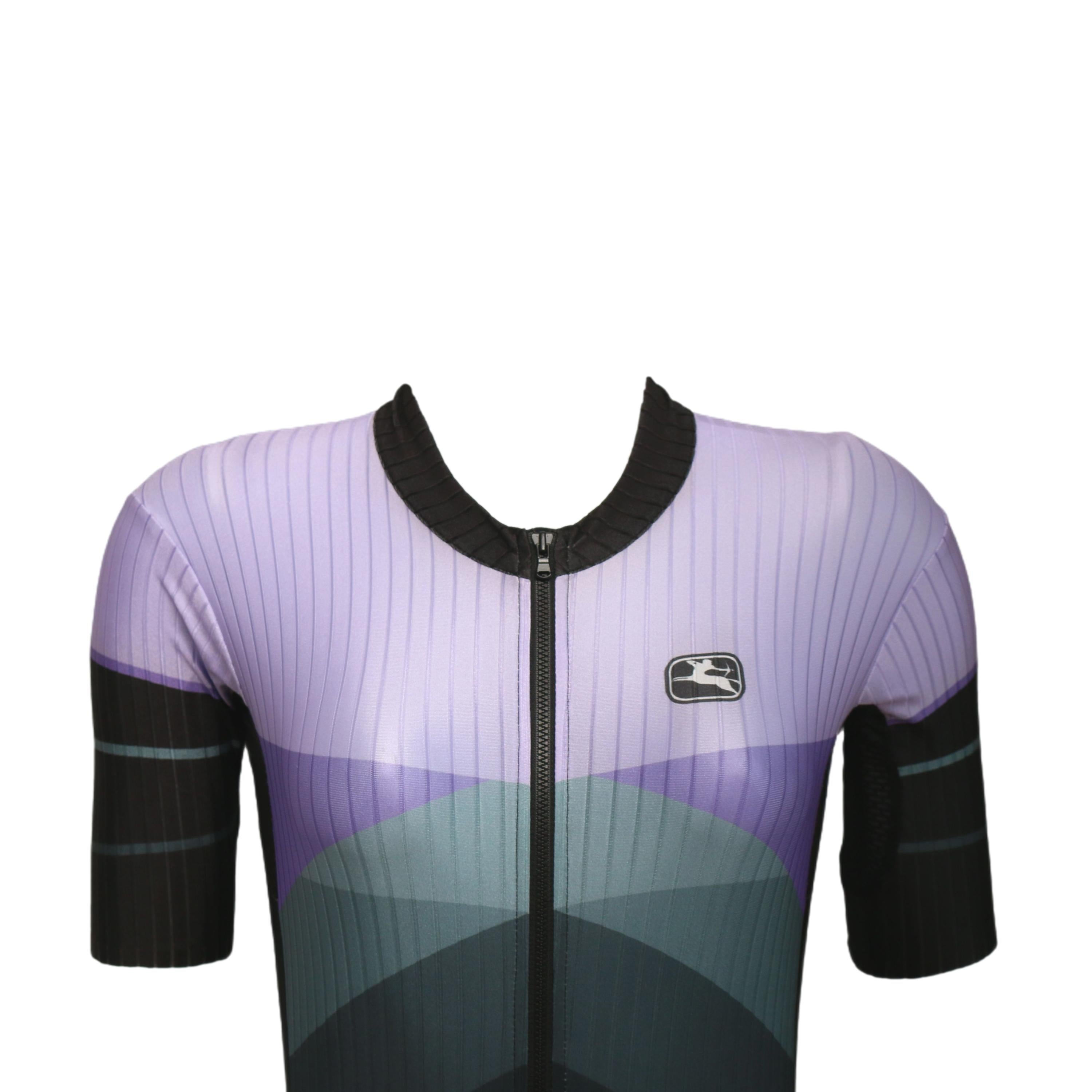 Macaquinho De Triathlon Feminino Giordana Ciclismo FR-C Pro Preto, Rosa E Roxo - Tamanho S