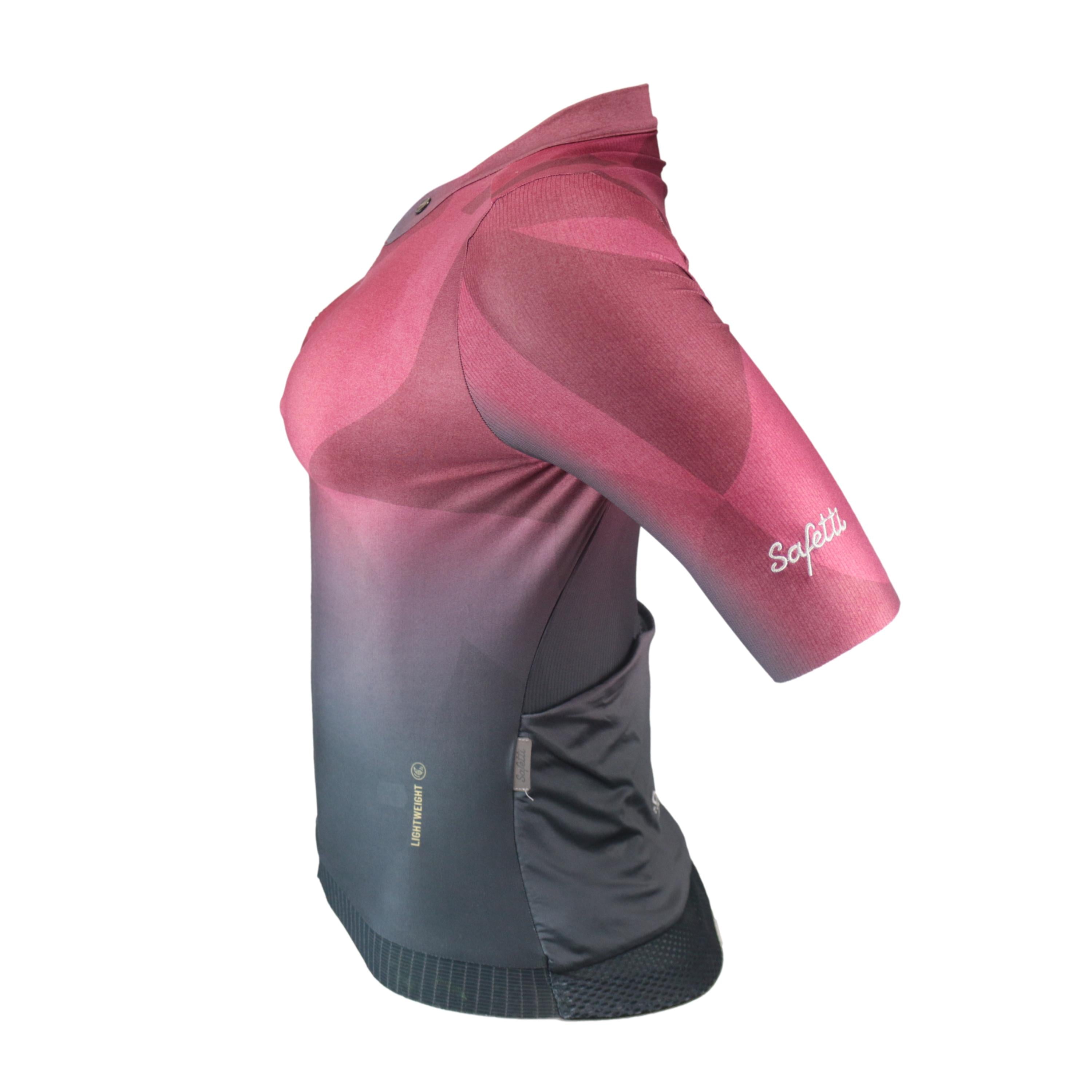 Jersey Feminina Ciclismo Safetti Cadence Vermelho Com Degradê Cinza- Tamanho PP