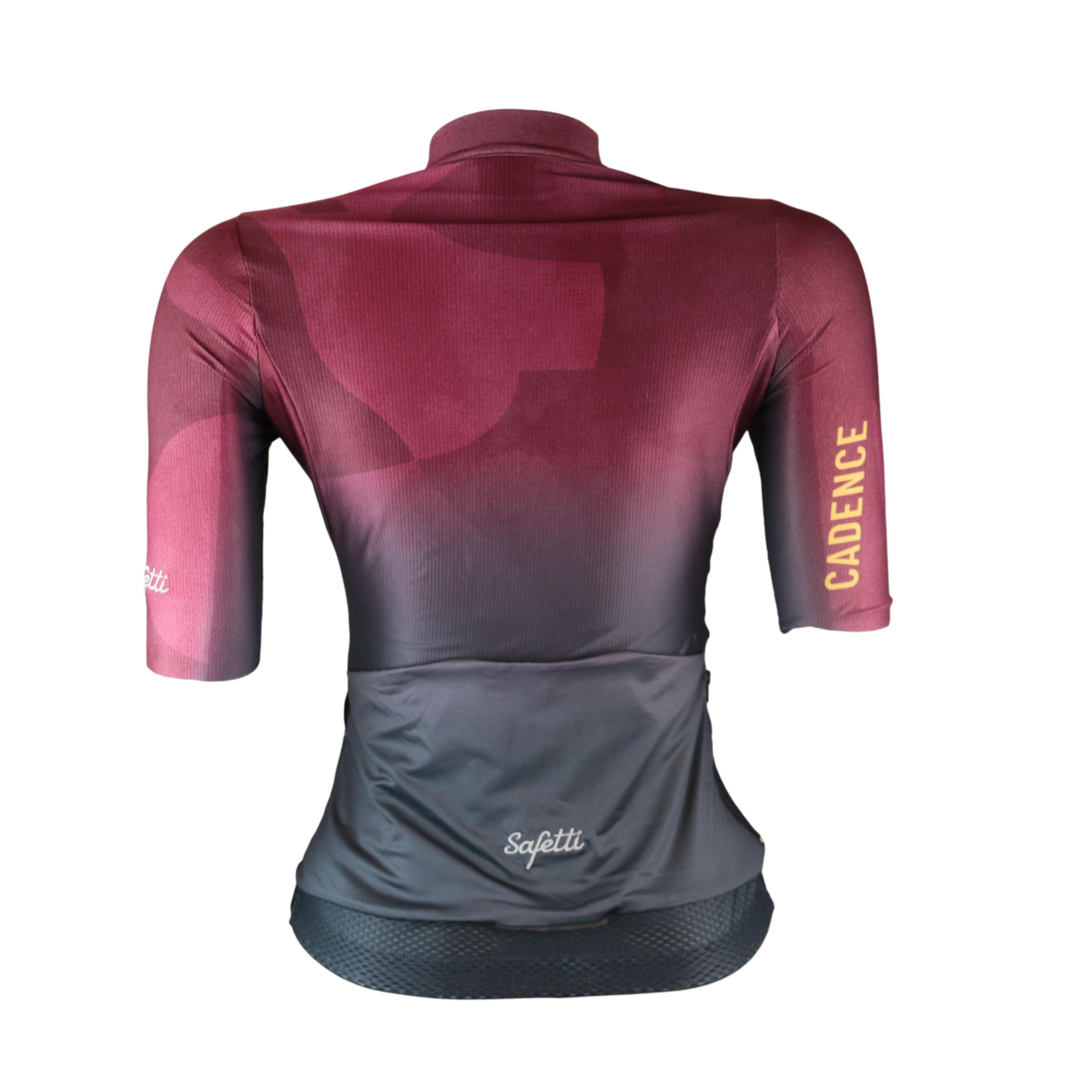 Jersey Feminina Ciclismo Safetti Cadence Vermelho Com Degradê Cinza- Tamanho PP