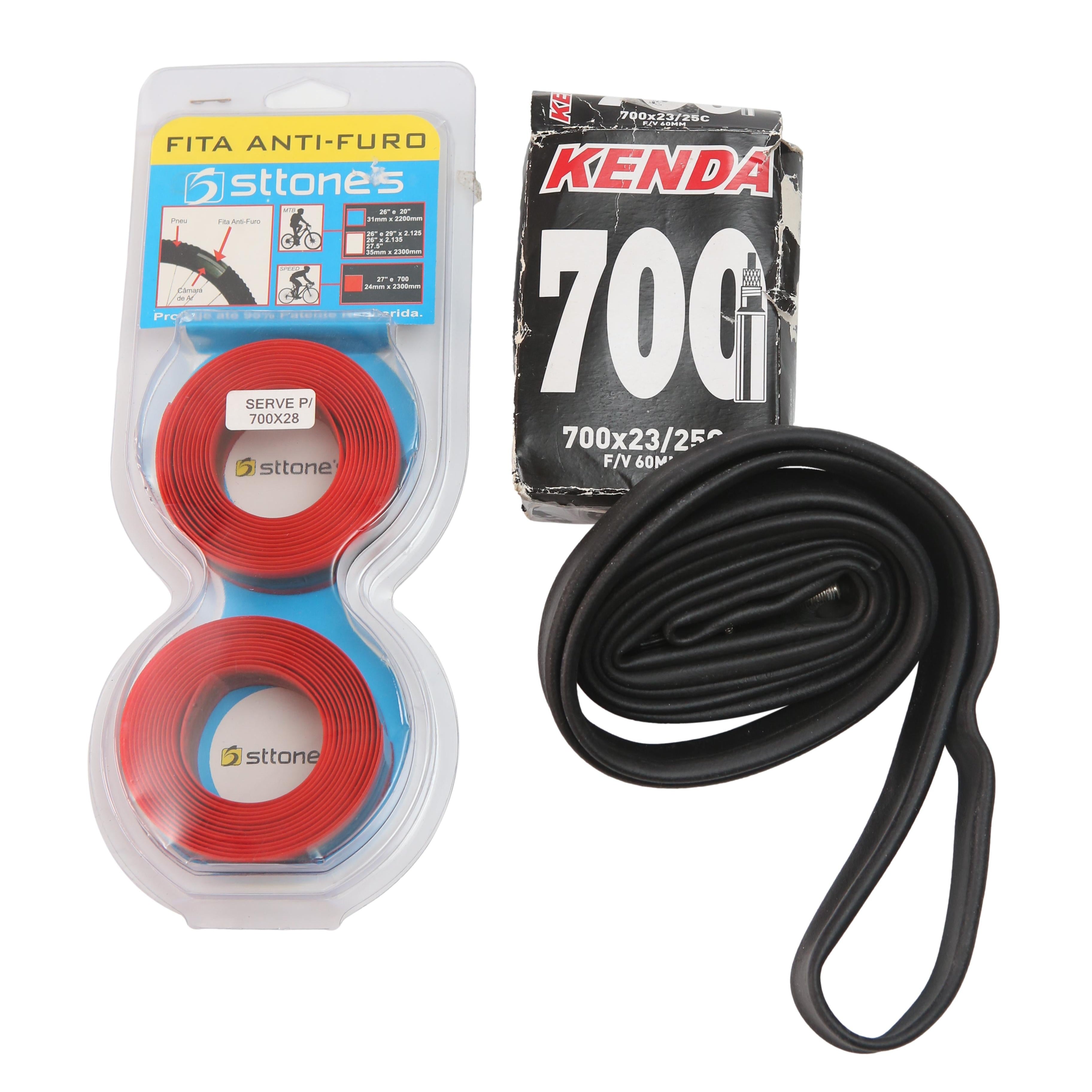 Kit Fitas Anti-Furo + Câmaras De Ar Kenda - 700x23