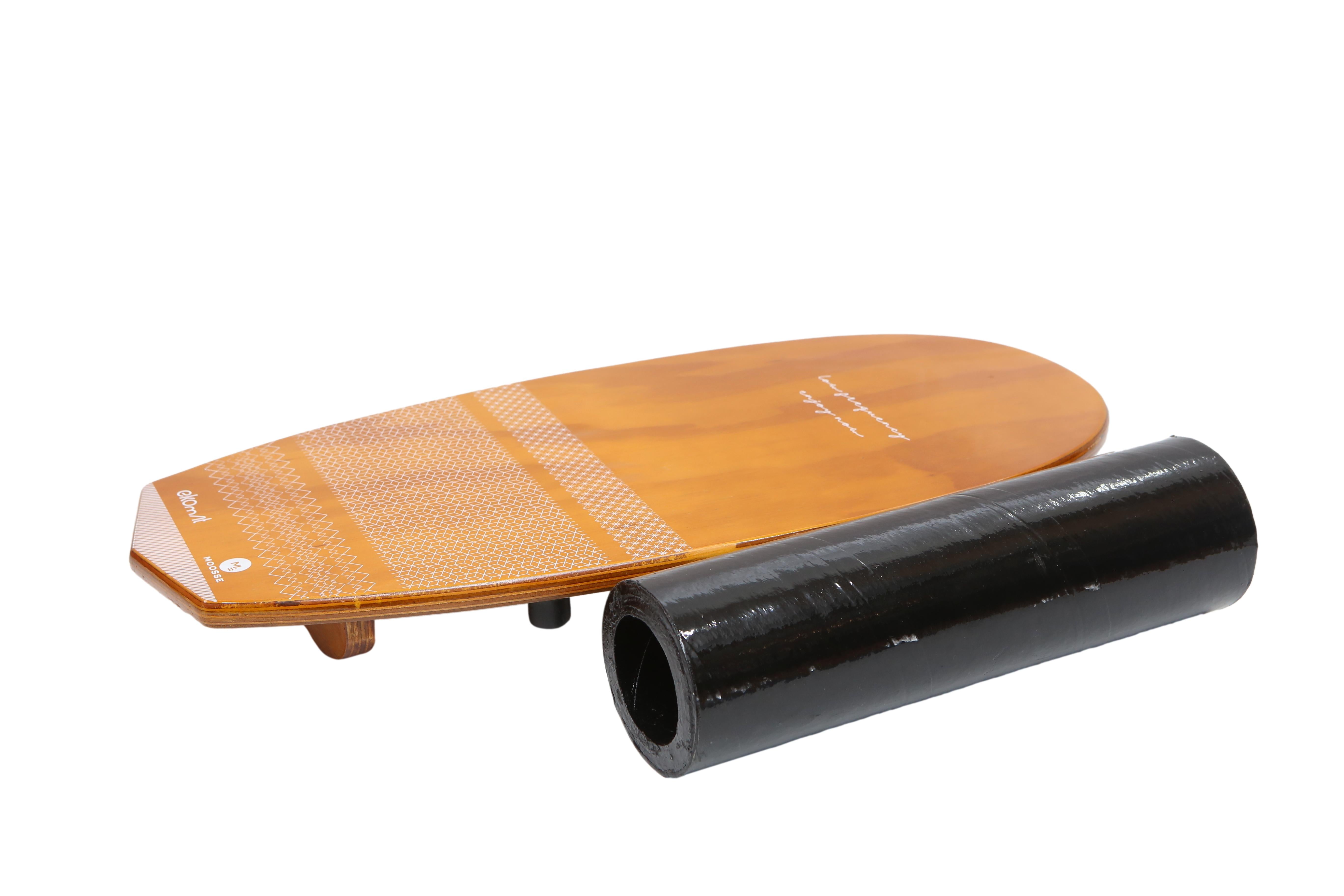 Prancha De Equilíbrio Yoga Moosse Ekomat Com Rolo 70cm X 35cm X 18cm