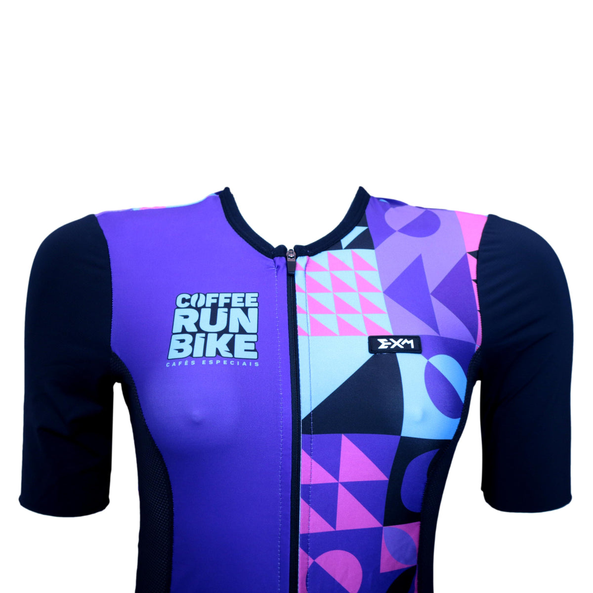 Jersey Feminina EXM Coffee Run Bike Roxo / Rosa / Azul - Tamanho P