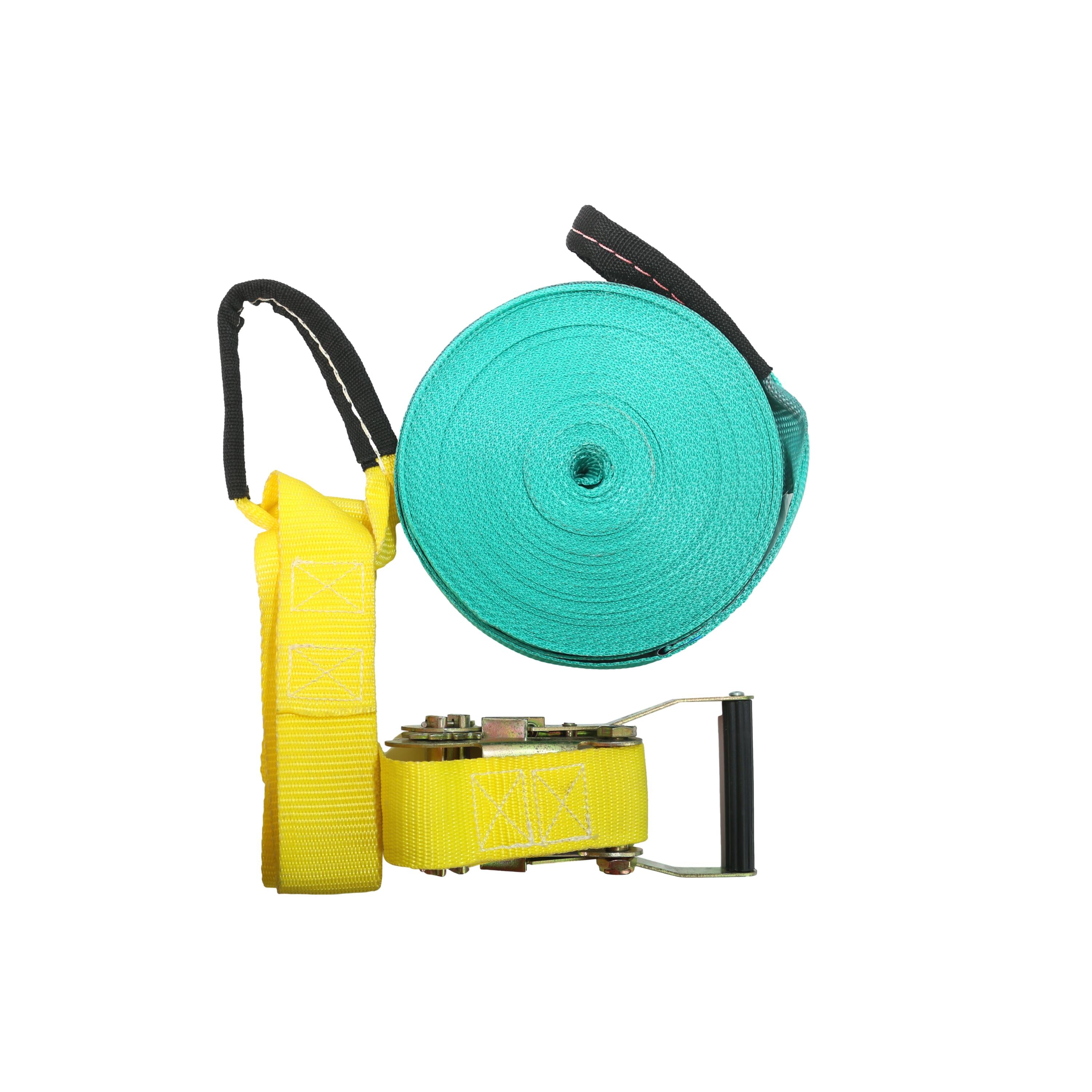 Slackline Com Catraca Canvas Brasil Verde e Amarelo - Tamanho 50mm Largura / 20mts Comprimento