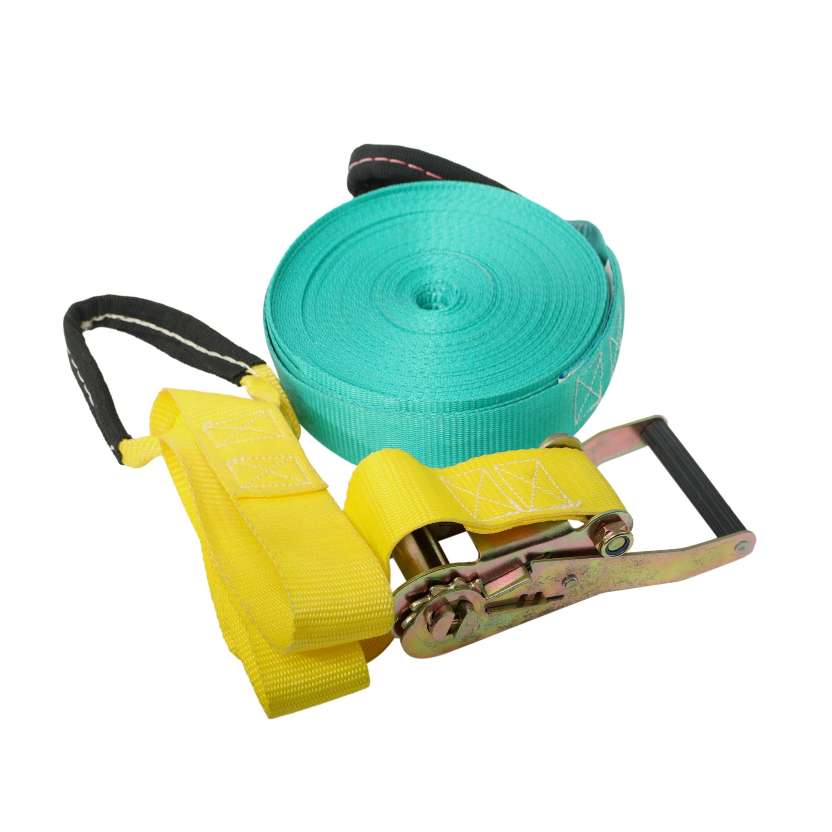 Slackline Com Catraca Canvas Brasil Verde e Amarelo - Tamanho 50mm Largura / 20mts Comprimento