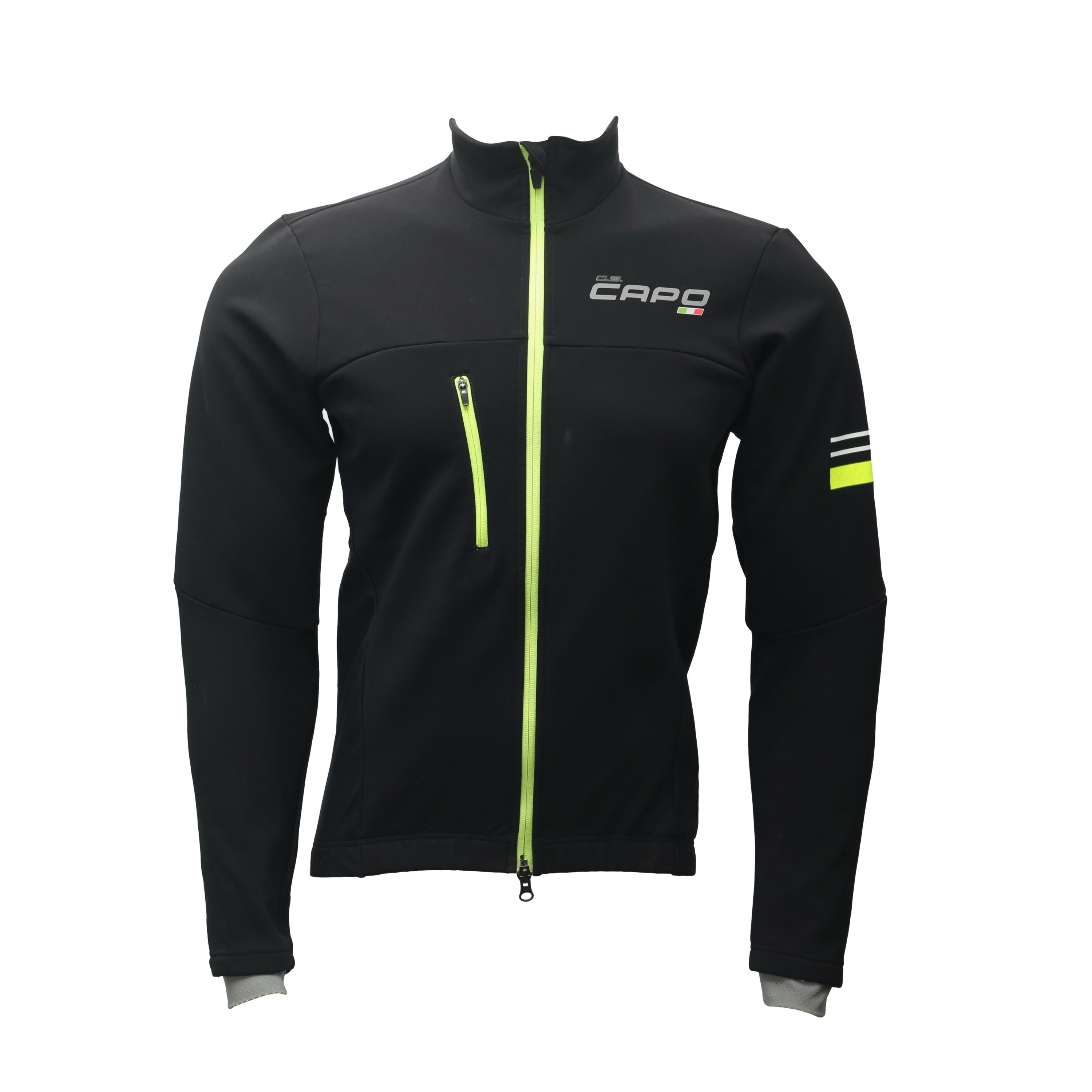 Jersey Masculina Manga Longa Ciclismo Capo Preto e Amarelo Neon - Tamanho L