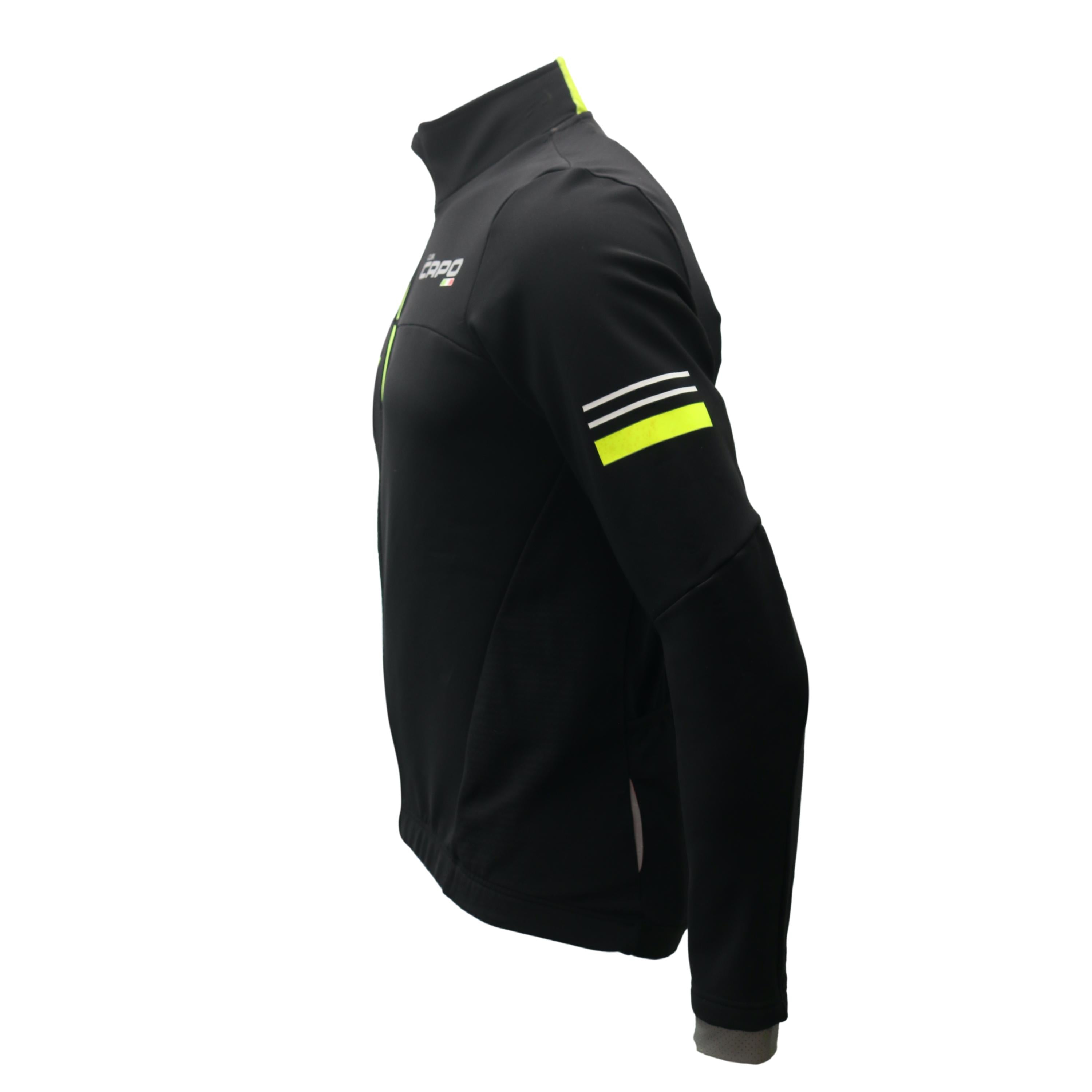 Jersey Masculina Manga Longa Ciclismo Capo Preto e Amarelo Neon - Tamanho L
