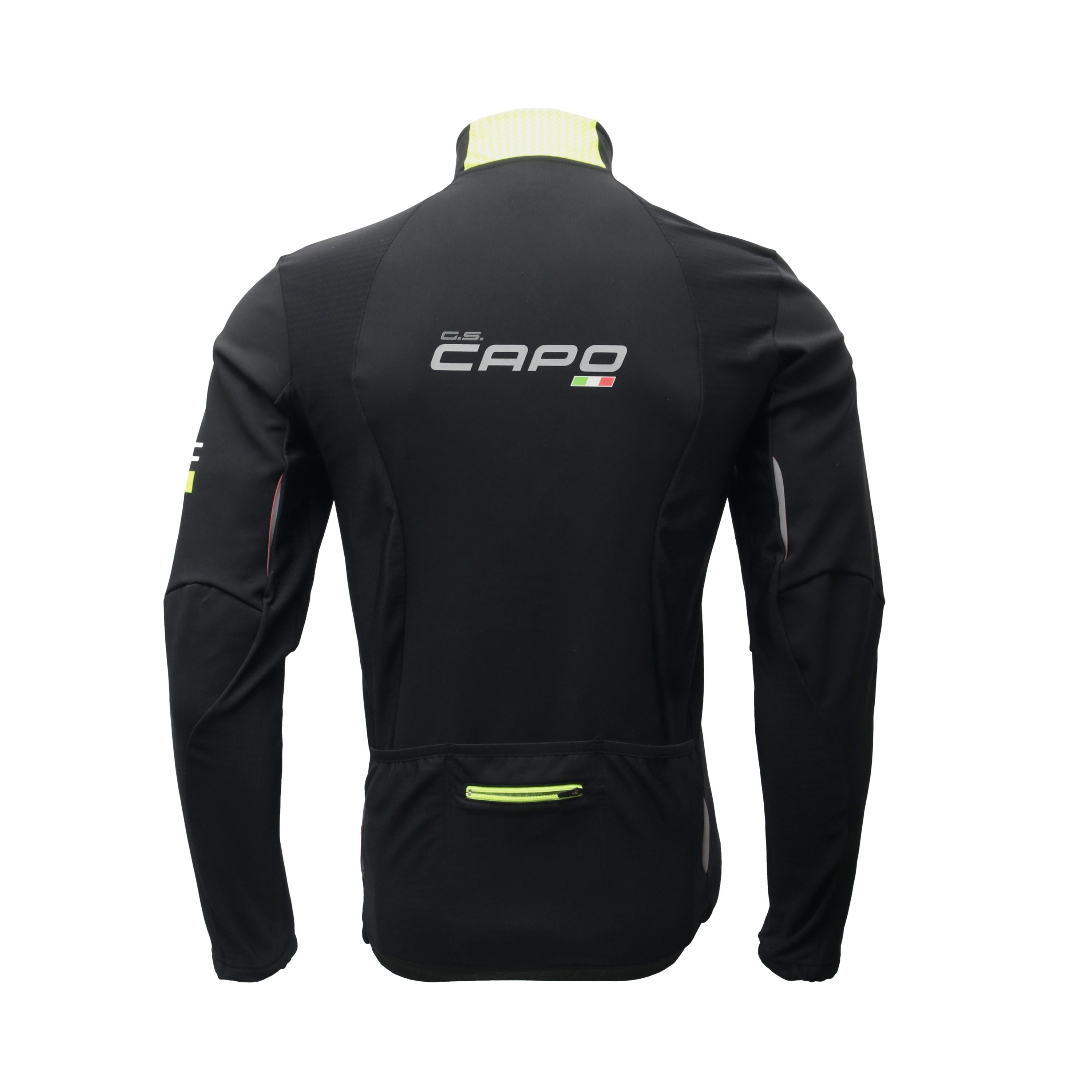 Jersey Masculina Manga Longa Ciclismo Capo Preto e Amarelo Neon - Tamanho L