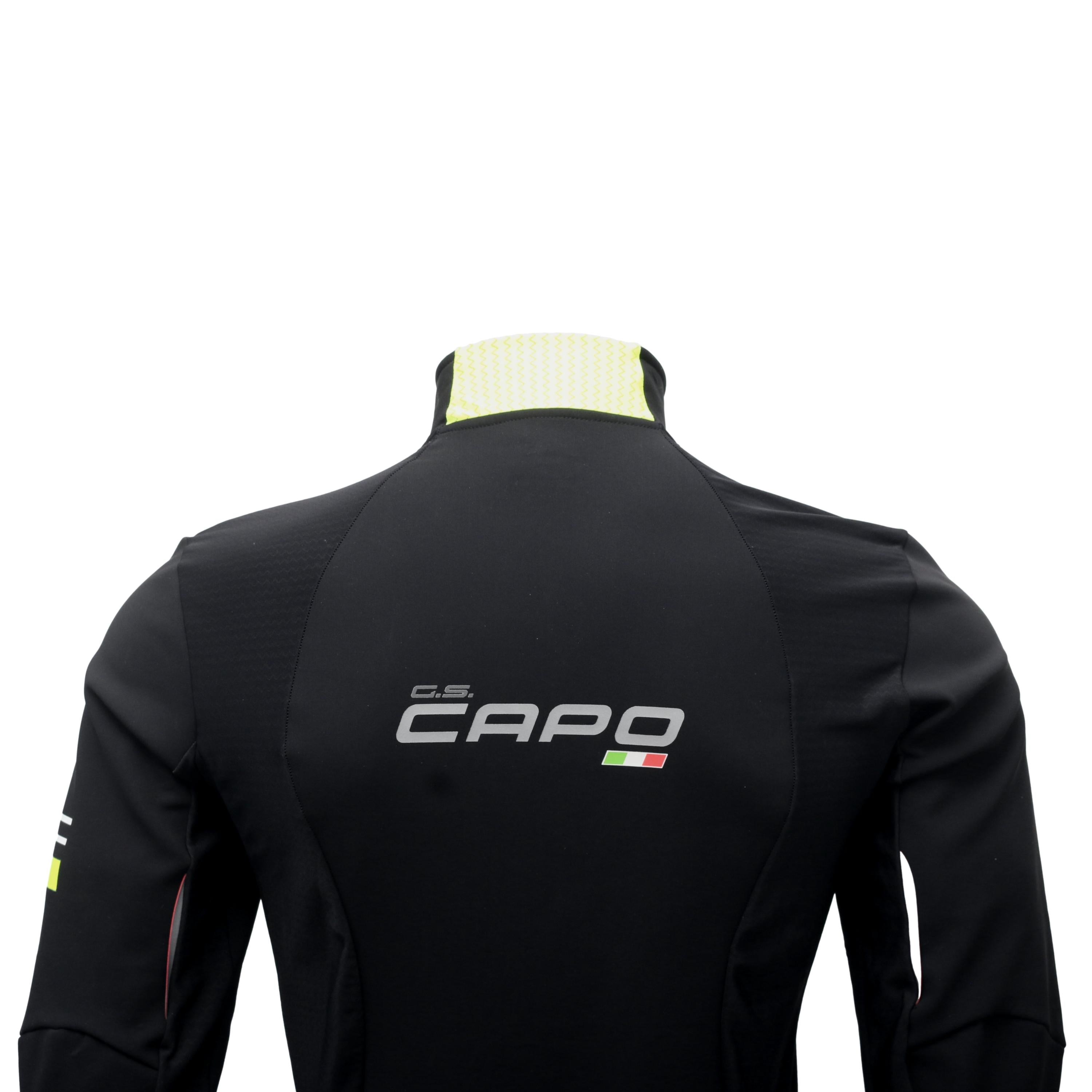 Jersey Masculina Manga Longa Ciclismo Capo Preto e Amarelo Neon - Tamanho L