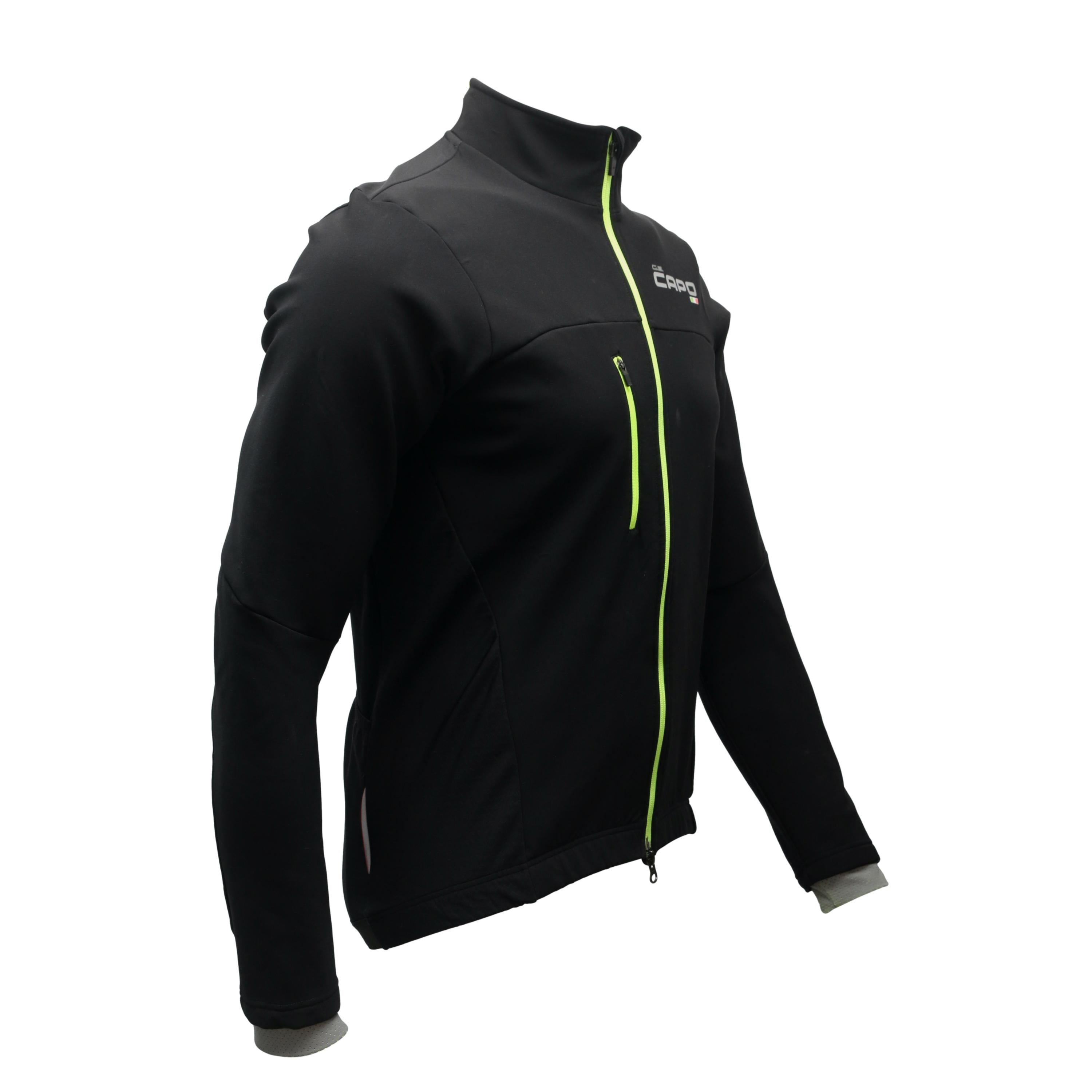 Jersey Masculina Manga Longa Ciclismo Capo Preto e Amarelo Neon - Tamanho L