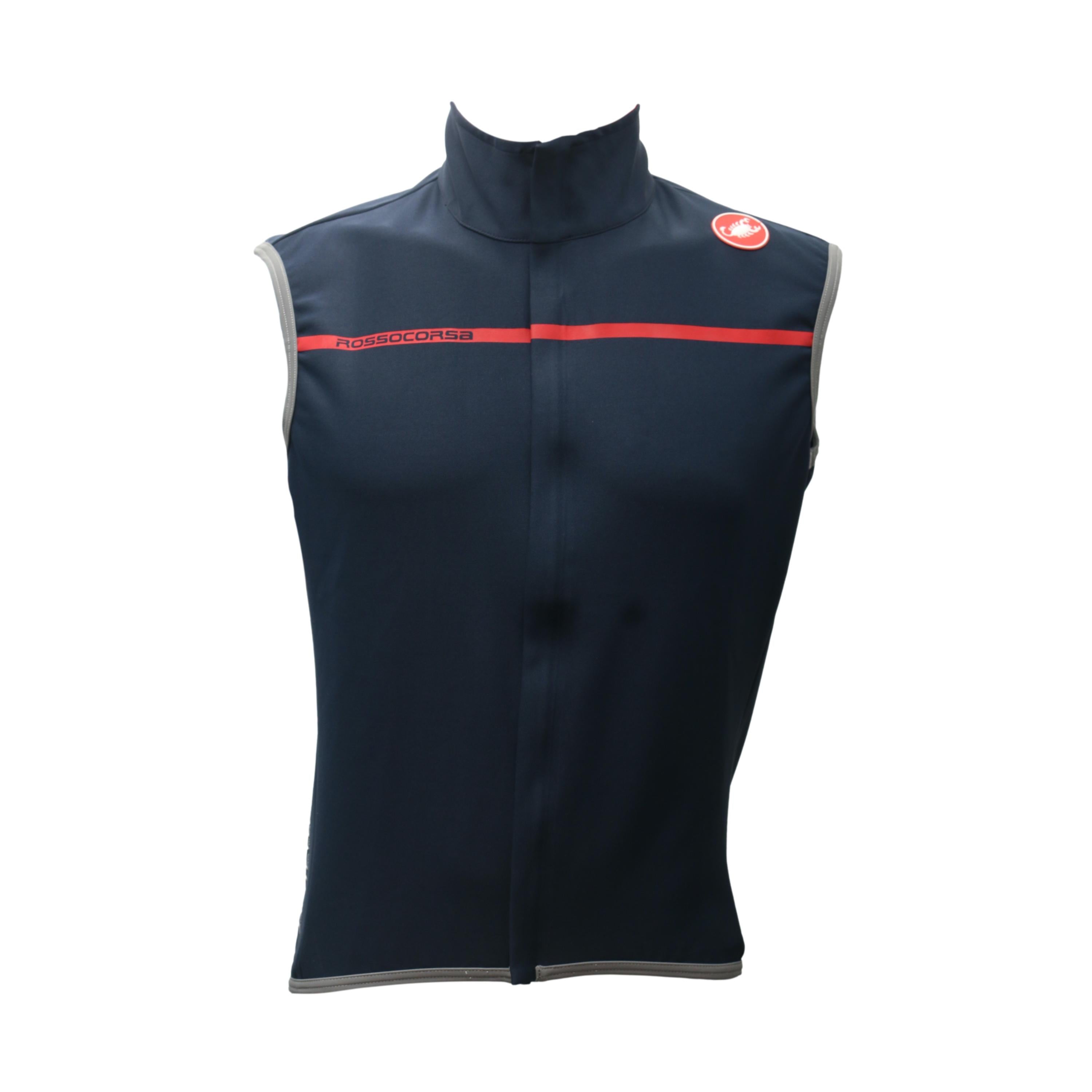 Colete Masculino Ciclismo Castelli Perfetto Vest Azul Escuro e Vermelho - Tamanho XL