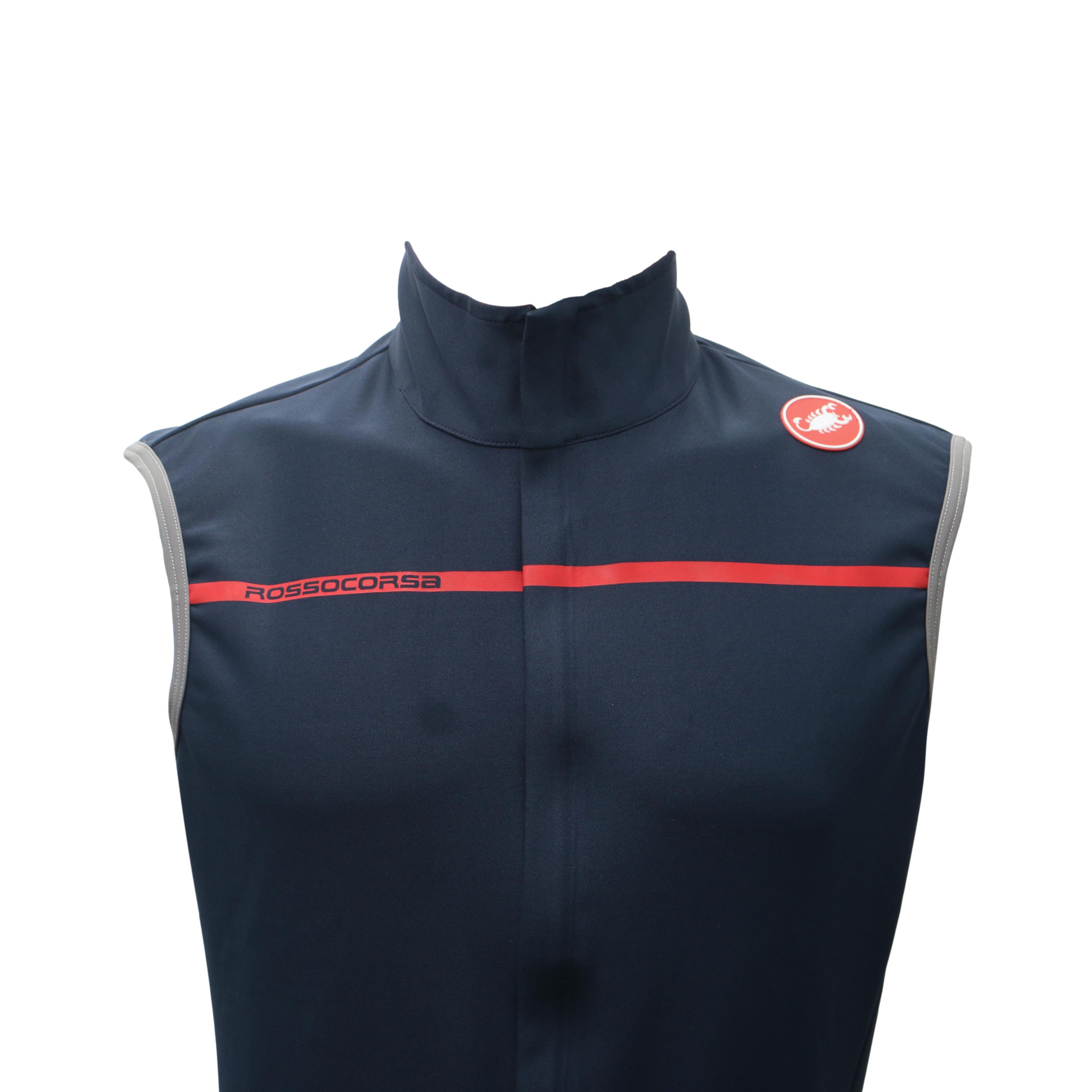 Colete Masculino Ciclismo Castelli Perfetto Vest Azul Escuro e Vermelho - Tamanho XL