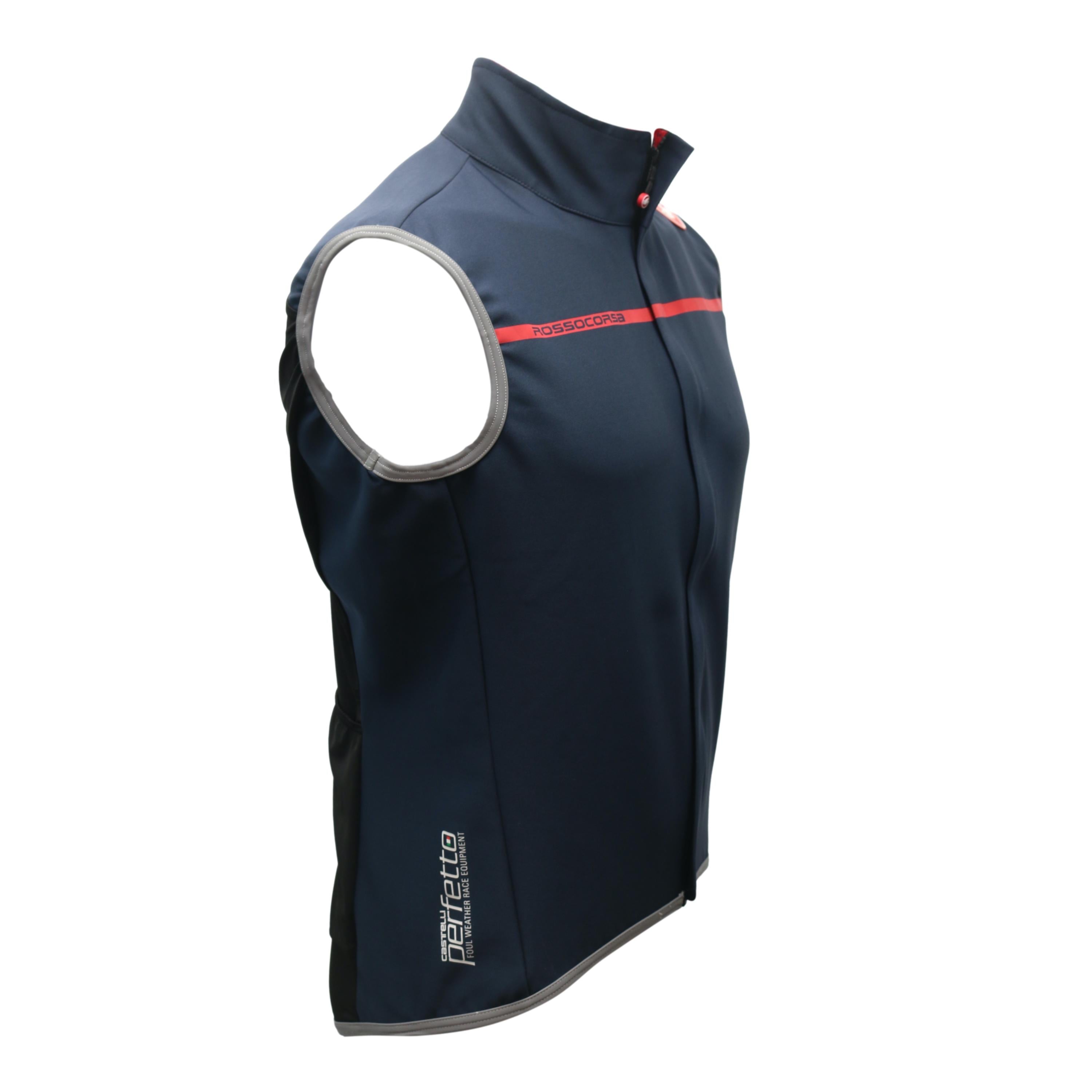 Colete Masculino Ciclismo Castelli Perfetto Vest Azul Escuro e Vermelho - Tamanho XL