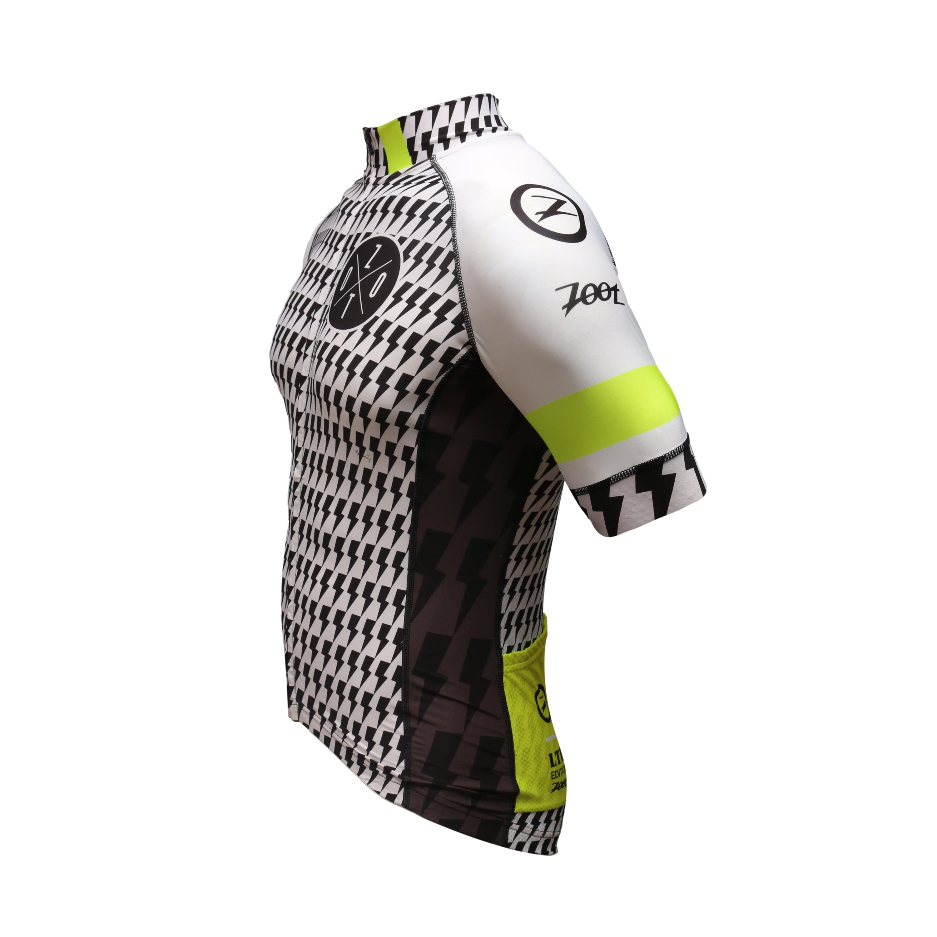 Jersey Masculina Ciclismo Zoot LTD Edition Branco / Preto/ Verde Neon - Tamanho M