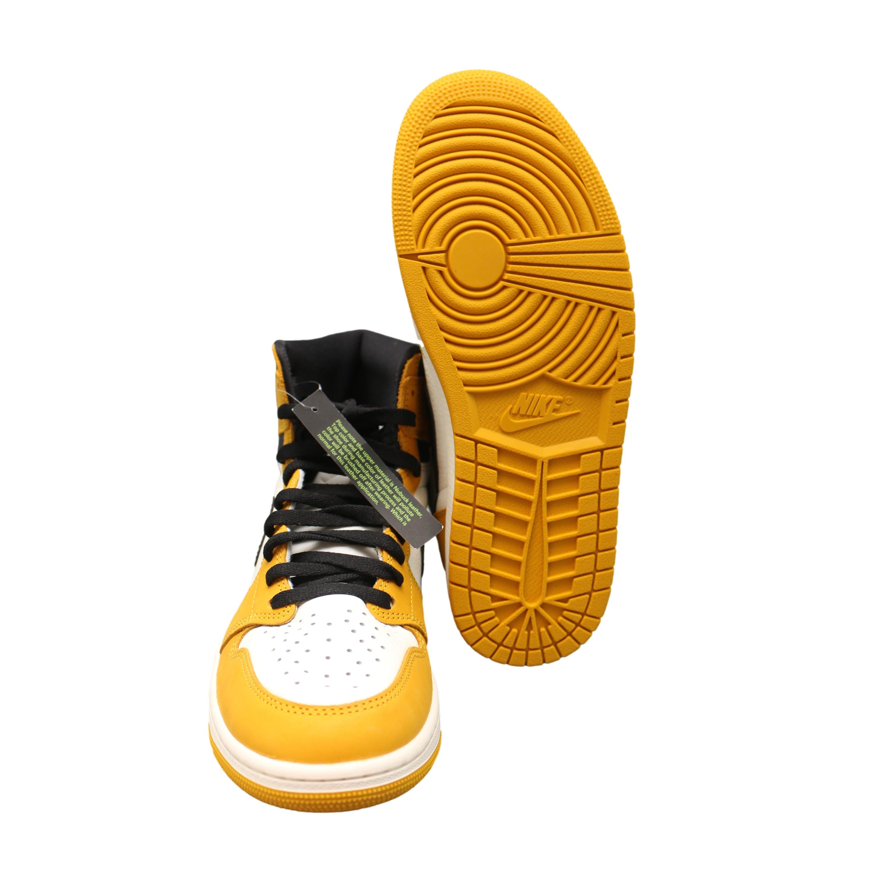 Tênis Masculino Nike Air Jordan 1 Retro High OG Pollen Cano Alto Amarelo e Preto - Tamanho 9.5 US