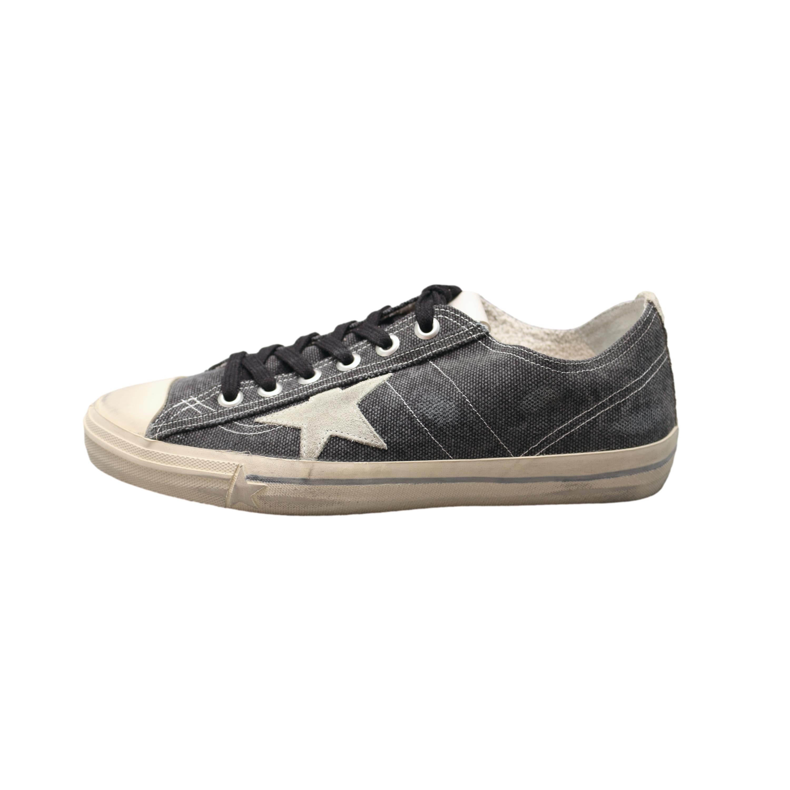 Tênis Masculino Golden Goose V-Star Canvas Cinza Grafite - Tamanho 42 Brasil