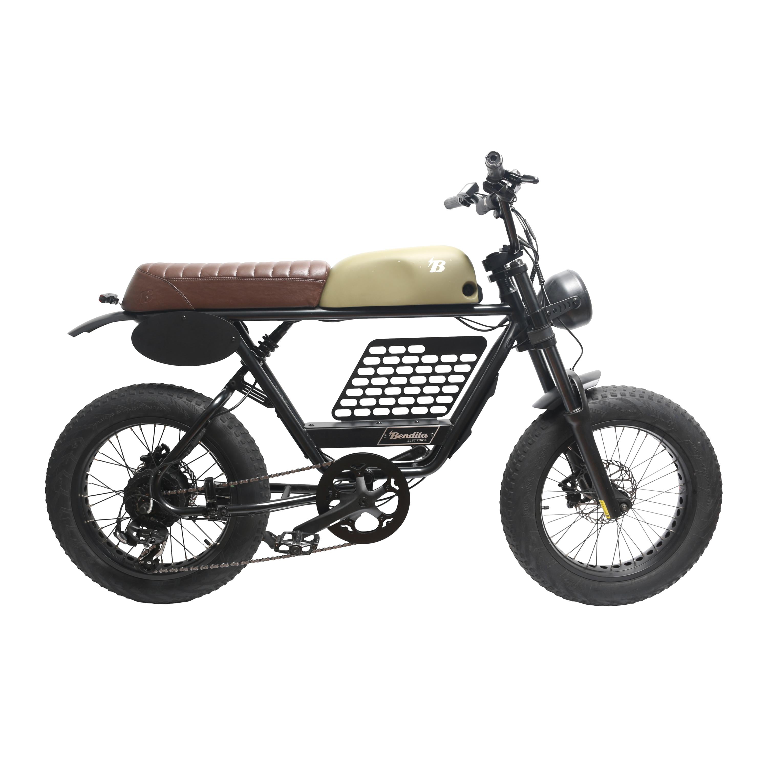 Bike Elétrica Bendita Elettrica DB5 Preta, Verde e Marrom