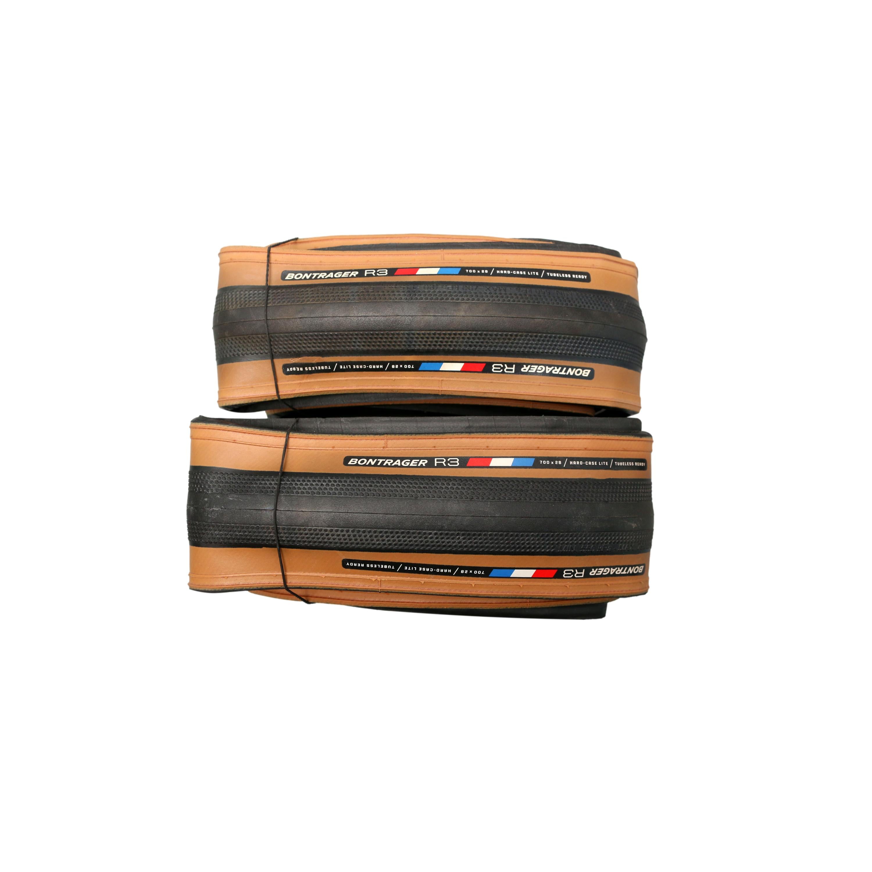 Par de Pneus Ciclismo Bontrager R3 Tubeless Ready Perfil Marrom - Tamanho 700X28