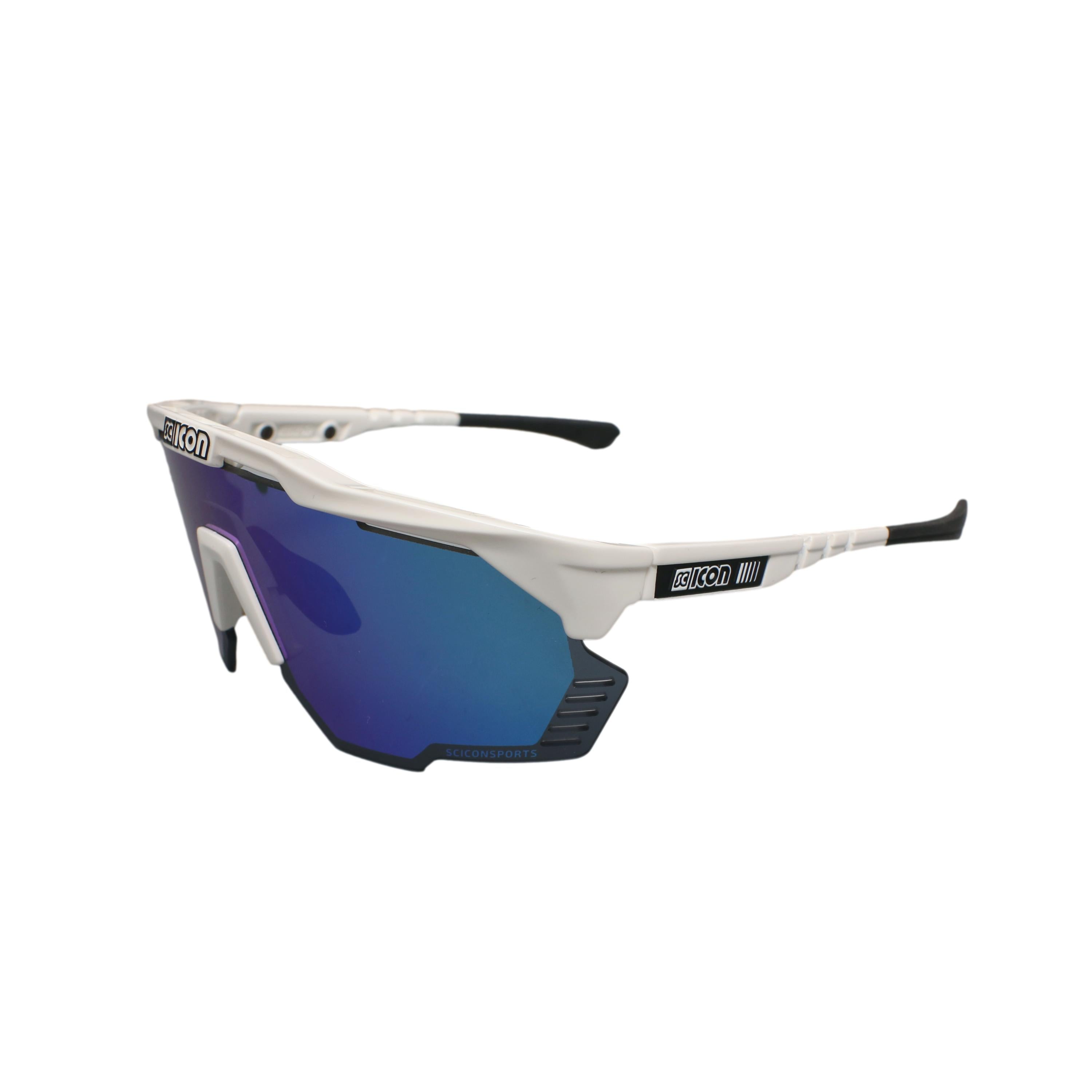 Óculos Unissex Ciclismo Scicon Aeroshade Kunken Branco/ Lente Azul - Tamanho Único