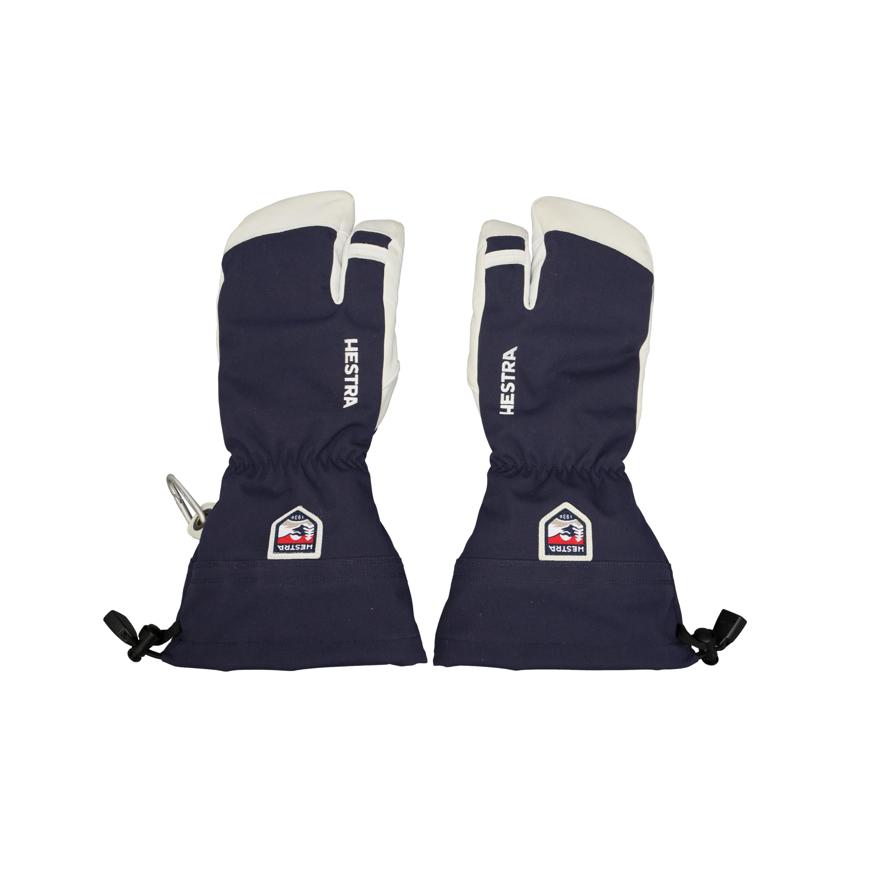 Luva Masculina Ski/Snowboard Hestra Heli Army Azul Acompanha Balm Original Leather - Tamanho 9