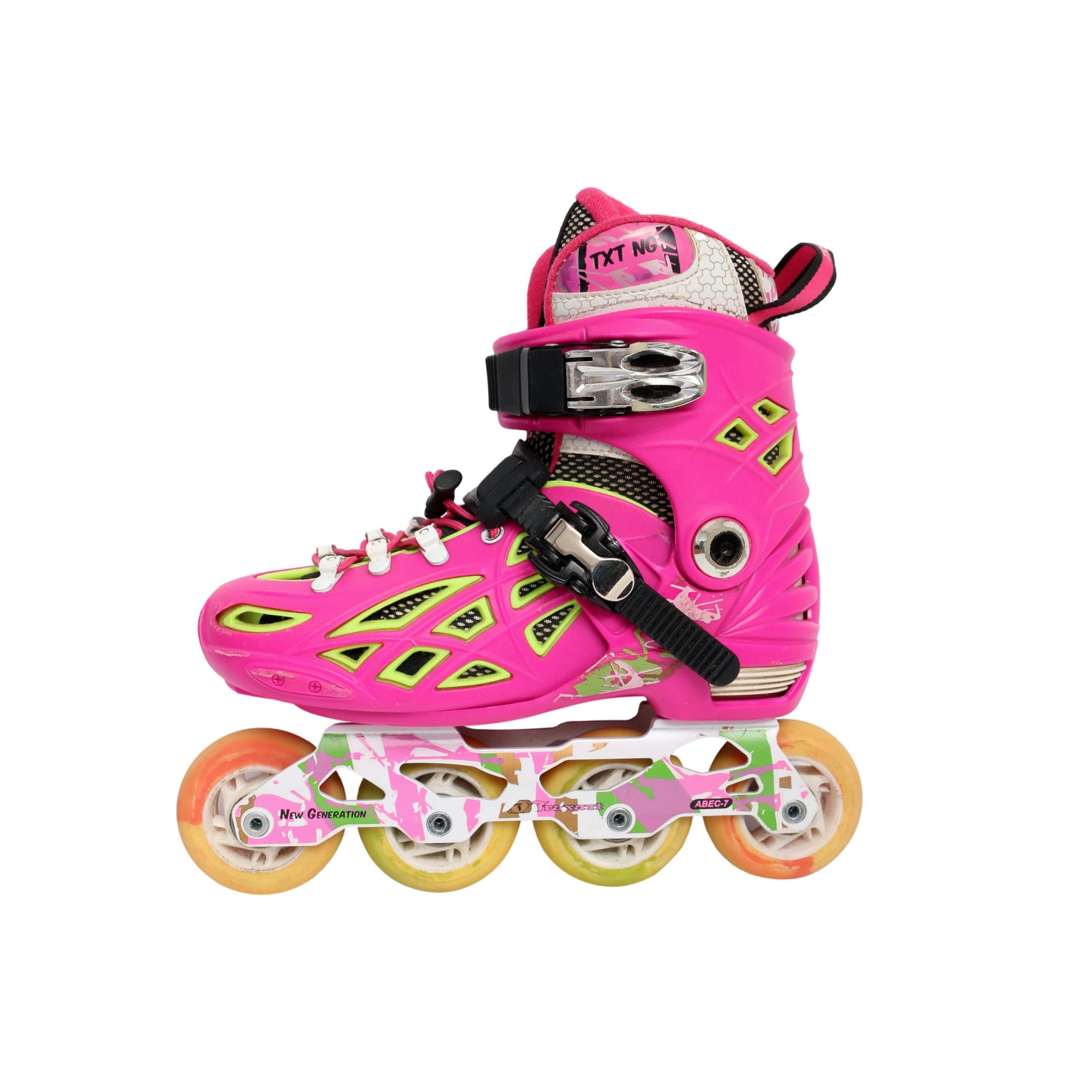 Patins Feminino Traxart New Generation Rosa - Tamanho P + Kit Proteção