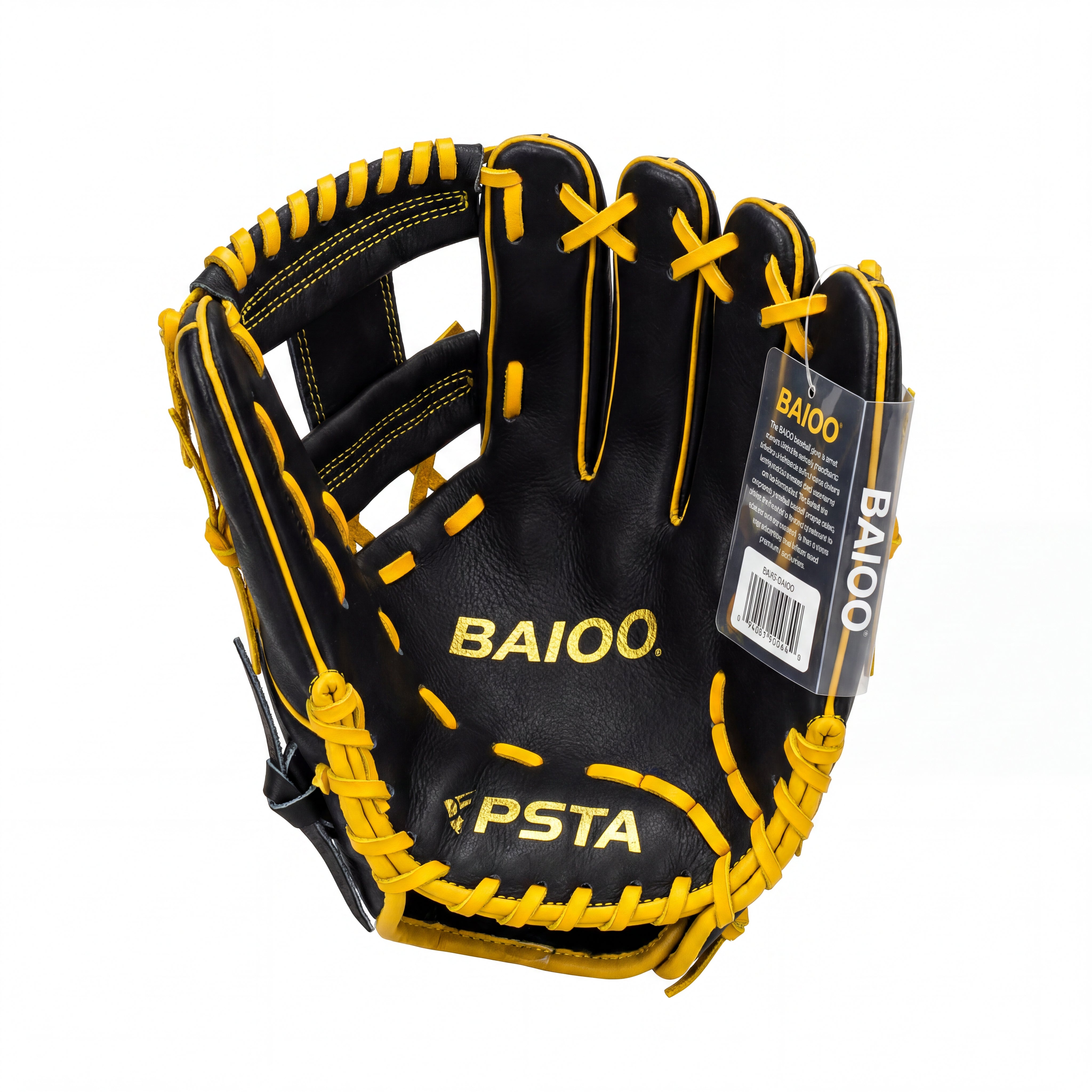 Luva Beisebol Infantil Beisebol Kipsta BA 100 Preto e Amarelo - 24,1 cm