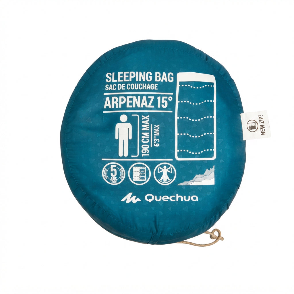 Saco De Dormir Auto Insuflável Trekking Quechua Decathlon Arpenaz 15 Laranja e Azul - foto 3