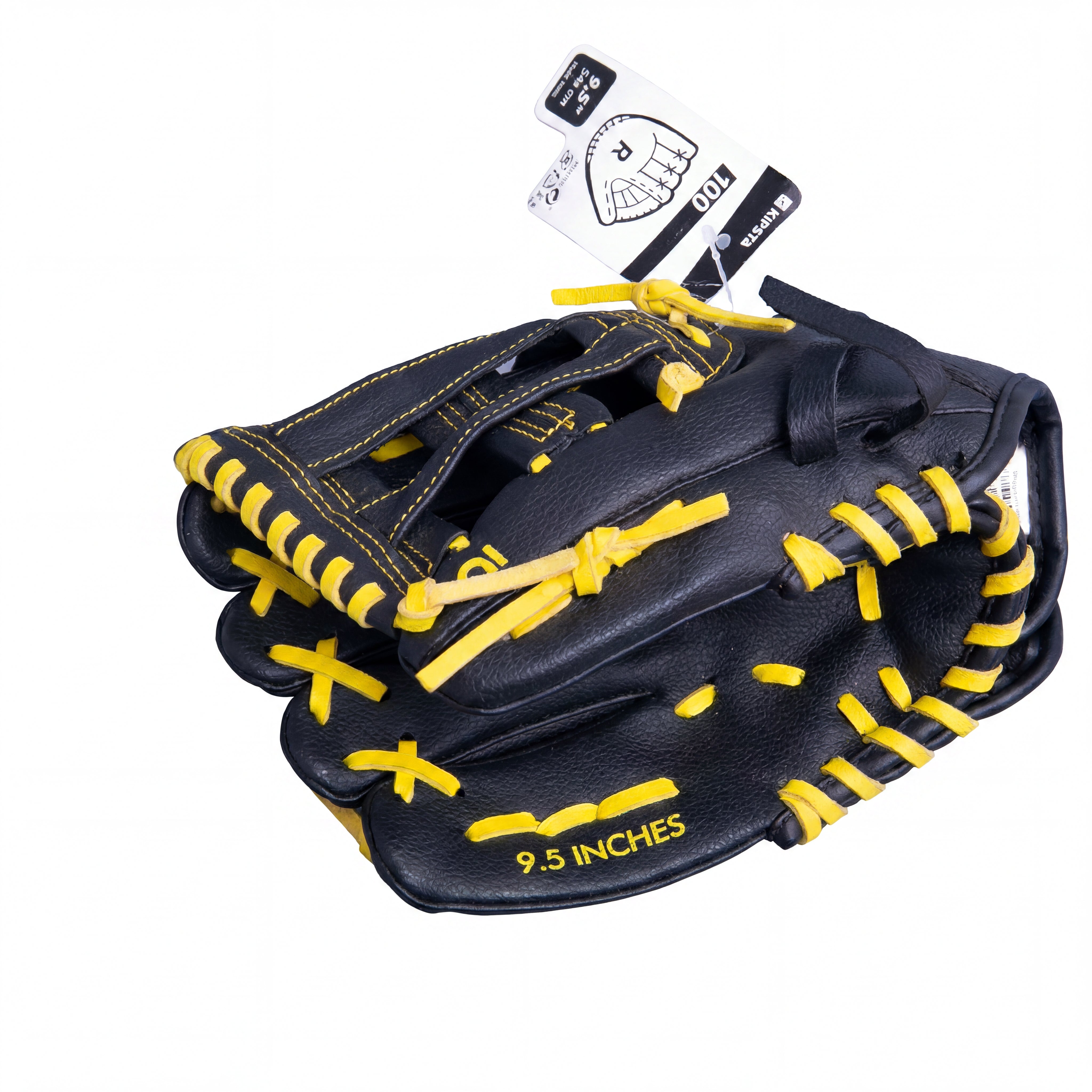 Luva Beisebol Infantil Beisebol Kipsta BA 100 Preto e Amarelo - 24,1 cm