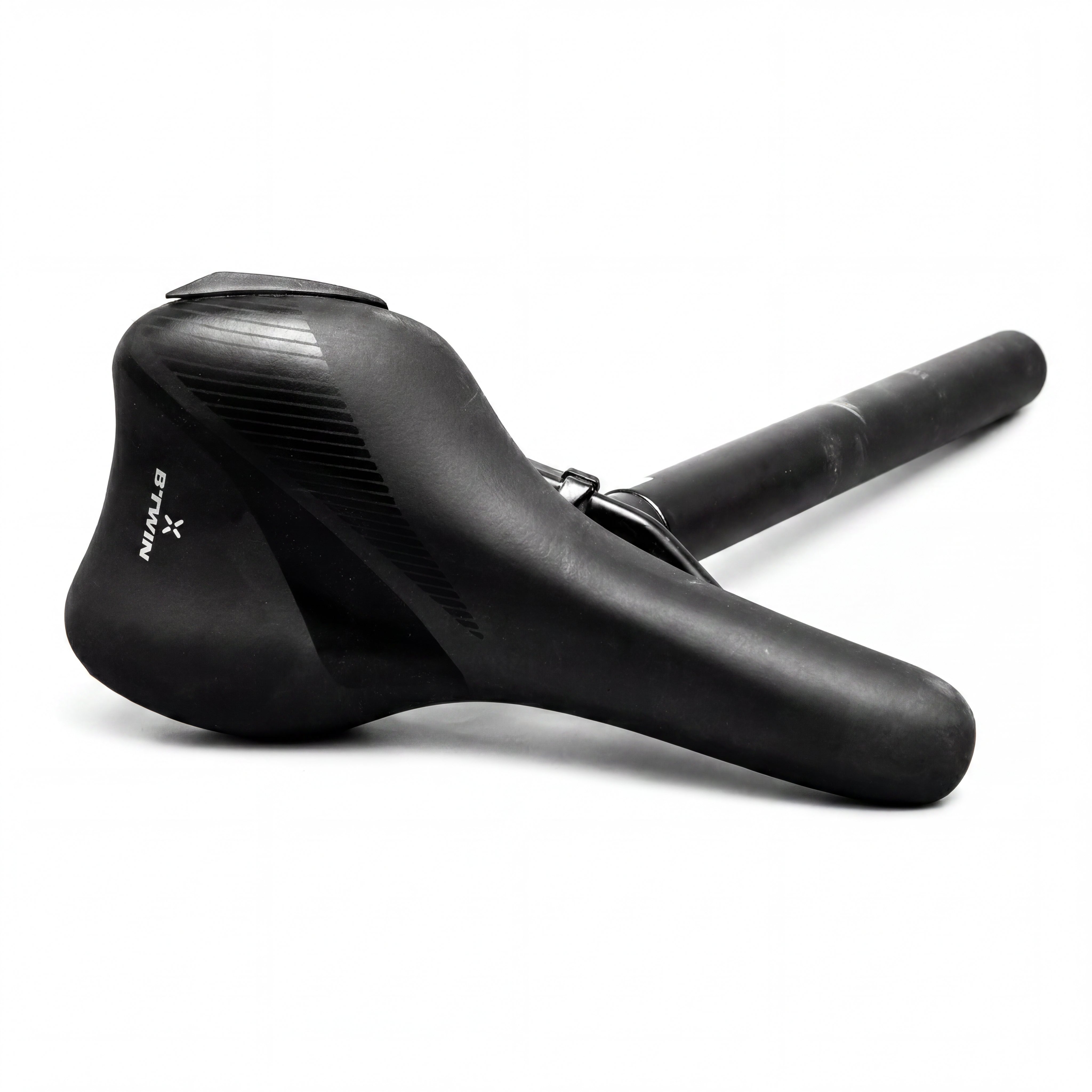 Selim de Bicicleta Com Cano Ciclismo B'TWIN Comfort / Trekking Preto - Canote 31,6mm