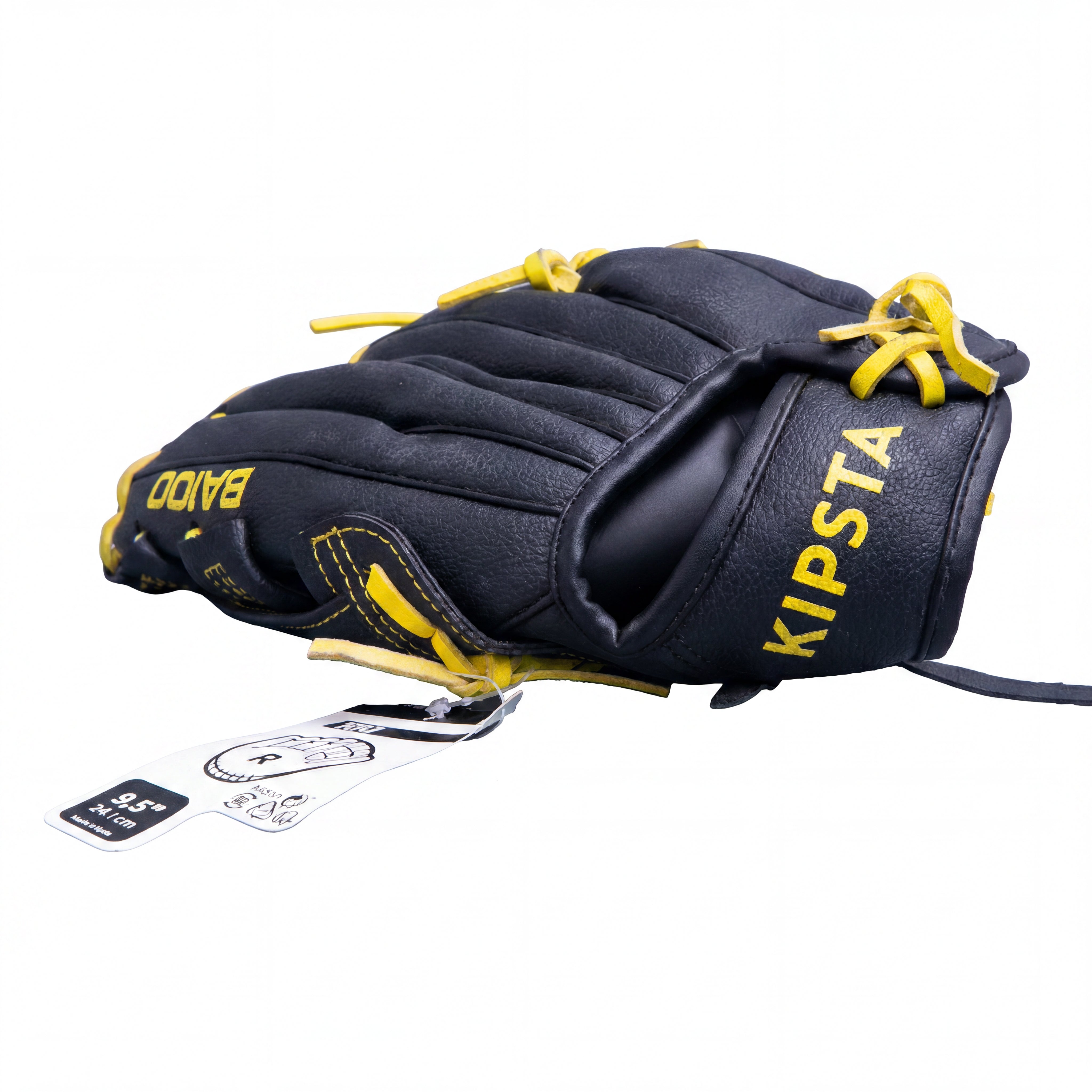 Luva Beisebol Infantil Beisebol Kipsta BA 100 Preto e Amarelo - 24,1 cm