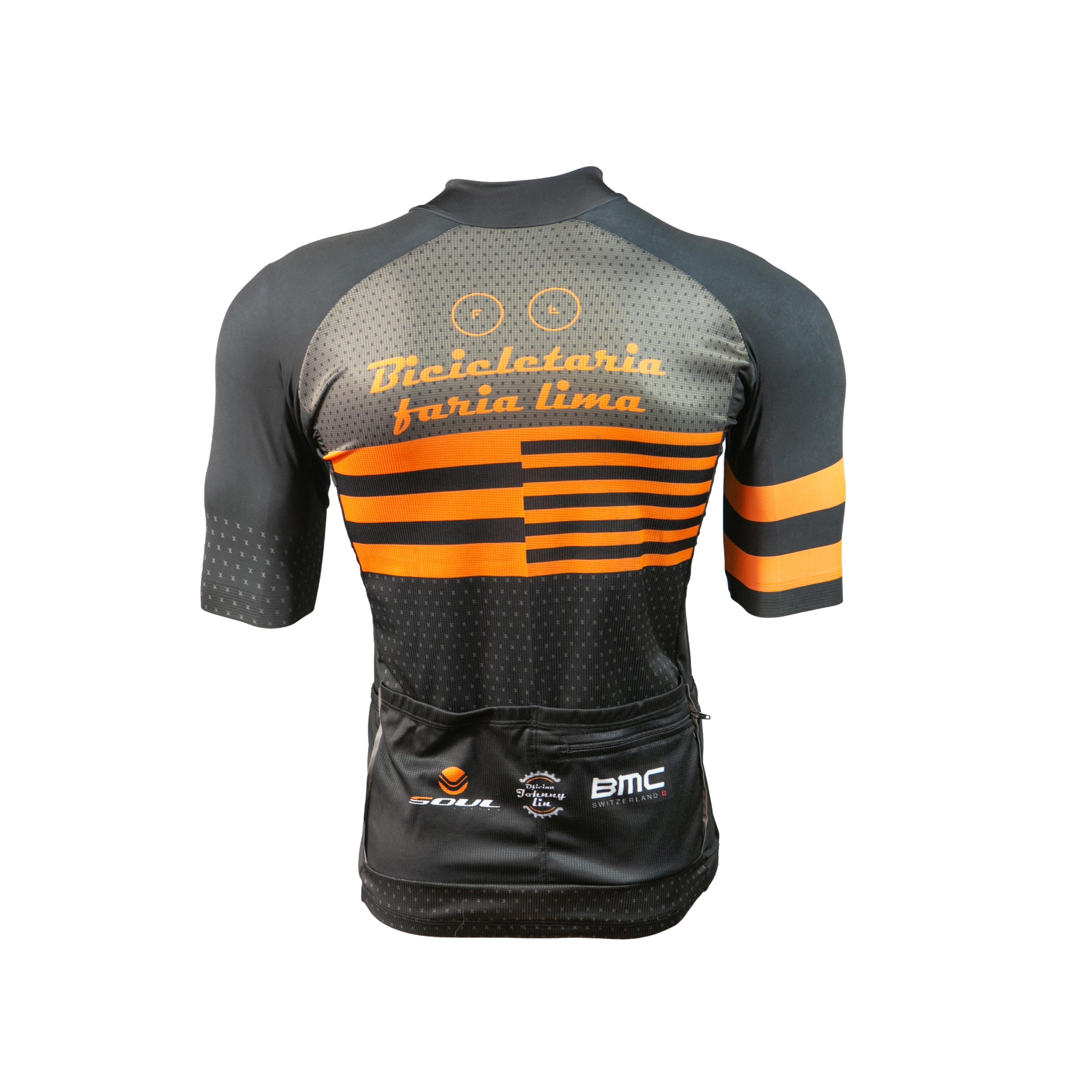 Camiseta Jersey Masculina Ciclismo Preto/Laranja - Tamanho G