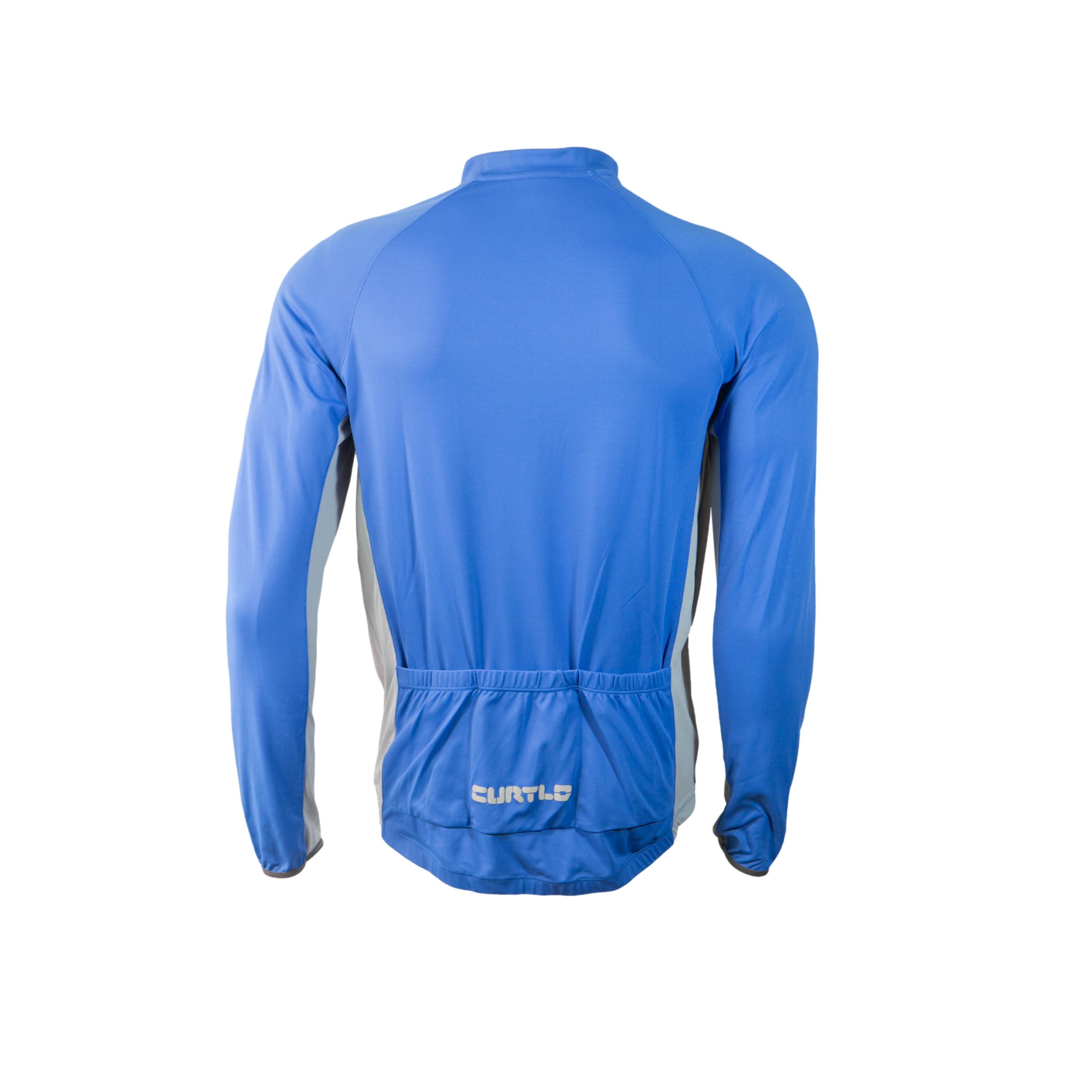 Camiseta Jersey Manga Longa Masculina Ciclismo Curtlo Azul/Cinza - Tamanho GG