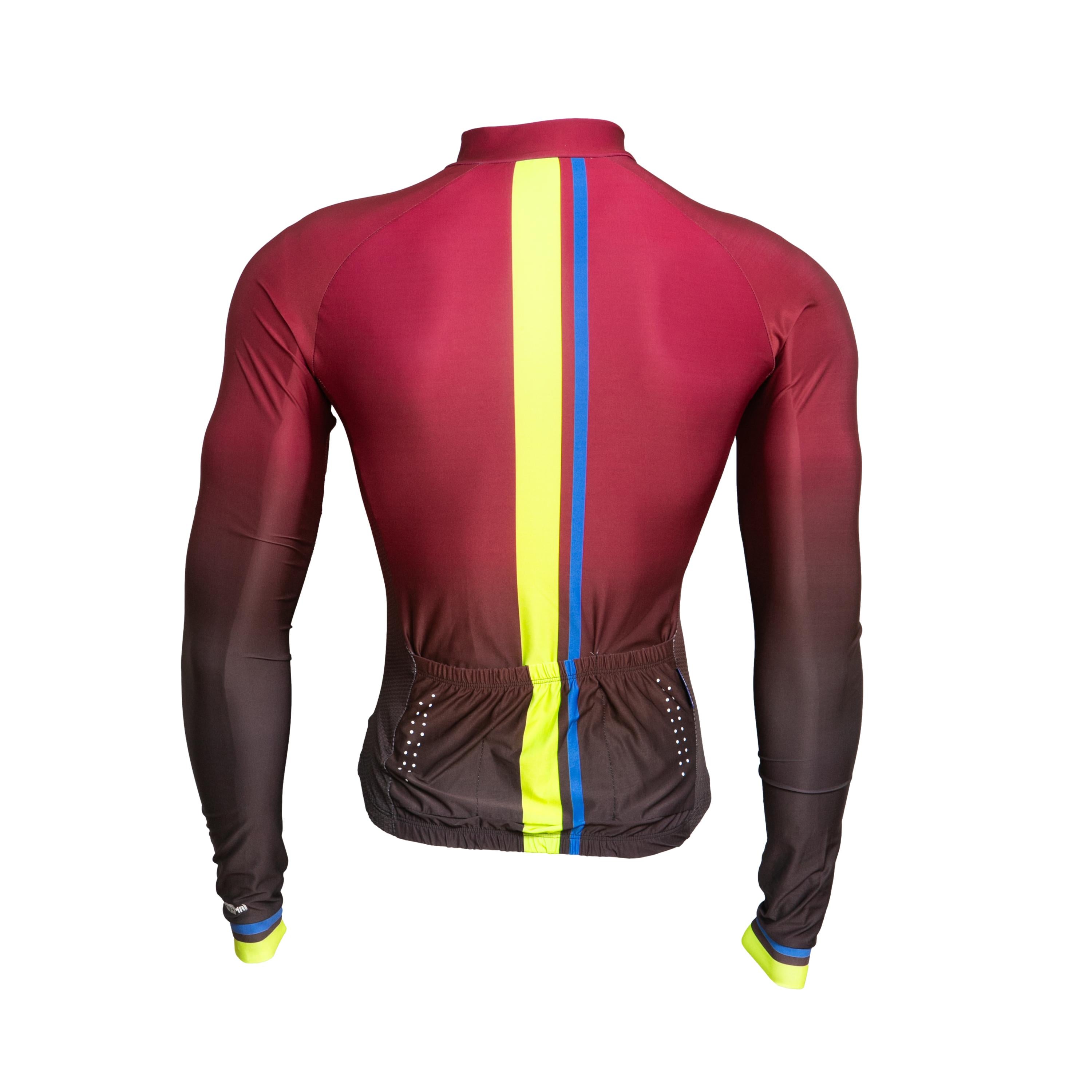Camiseta Jersey Manga Longa Masculina Ciclismo Mauro Ribeiro Vinho - Tamanho G