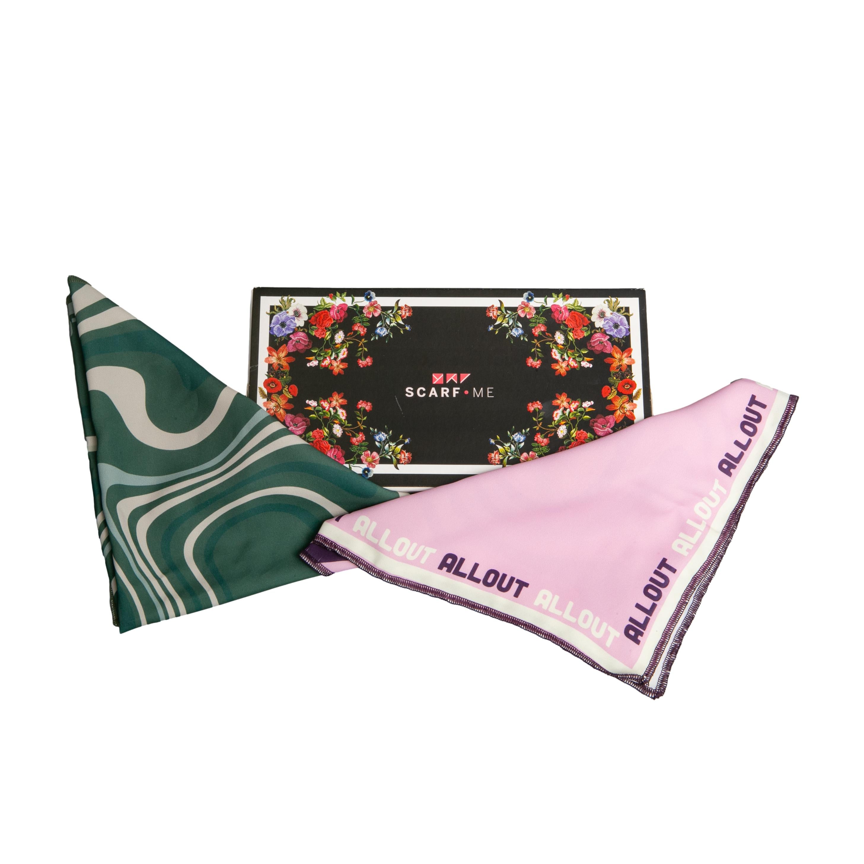 Par De Lenços Scarf-Me Allout Verde e Rosa - Tamanho Único