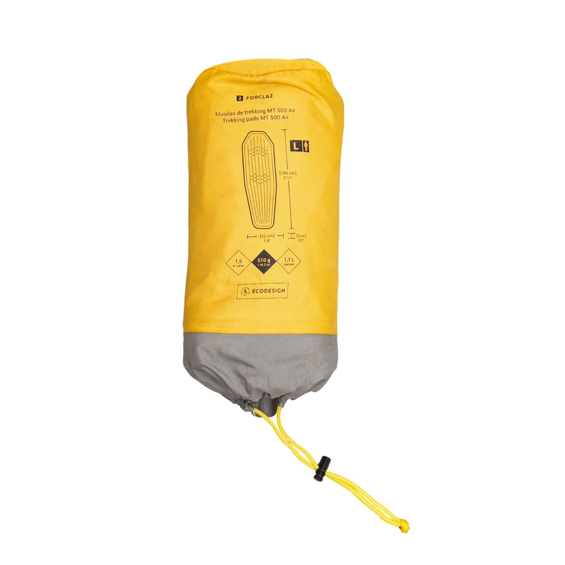 Colchão Inflável Camping / Trekking Forclaz MT500 Air Cinza e Amarelo - Tamanho L