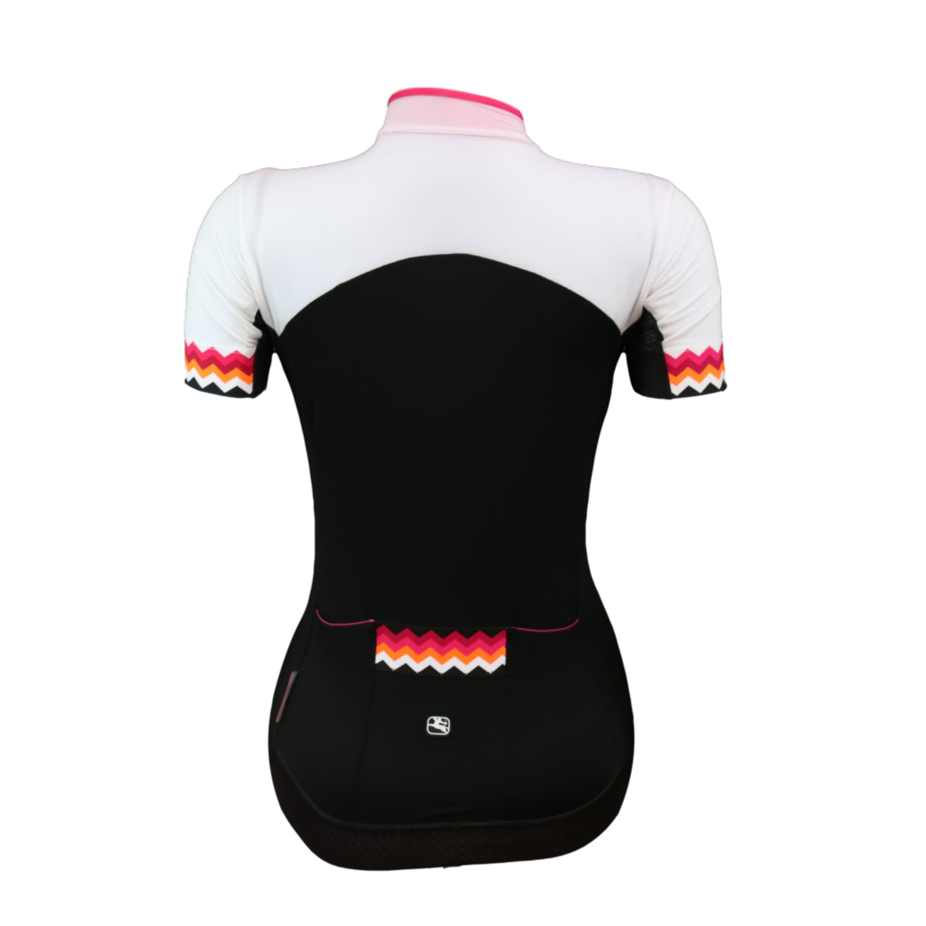 Jersey Feminina Ciclismo Giordana Lungo Preta, Branca E Rosa - Tamanho S